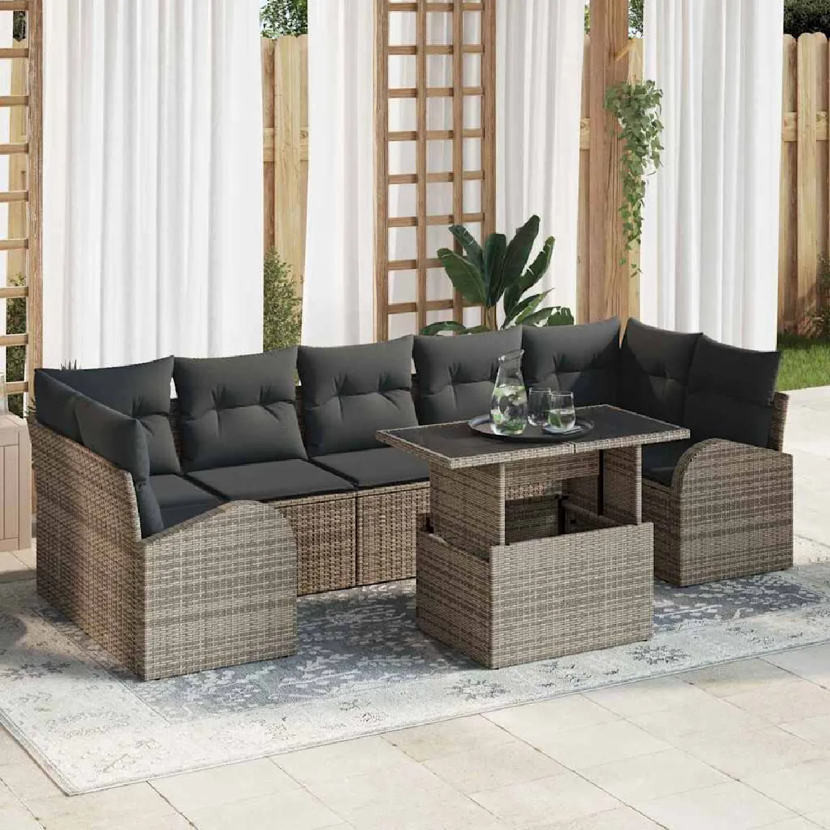 vidaXL Ensemble de canapé de jardin 8 pcs Poly Rattan - vue 10