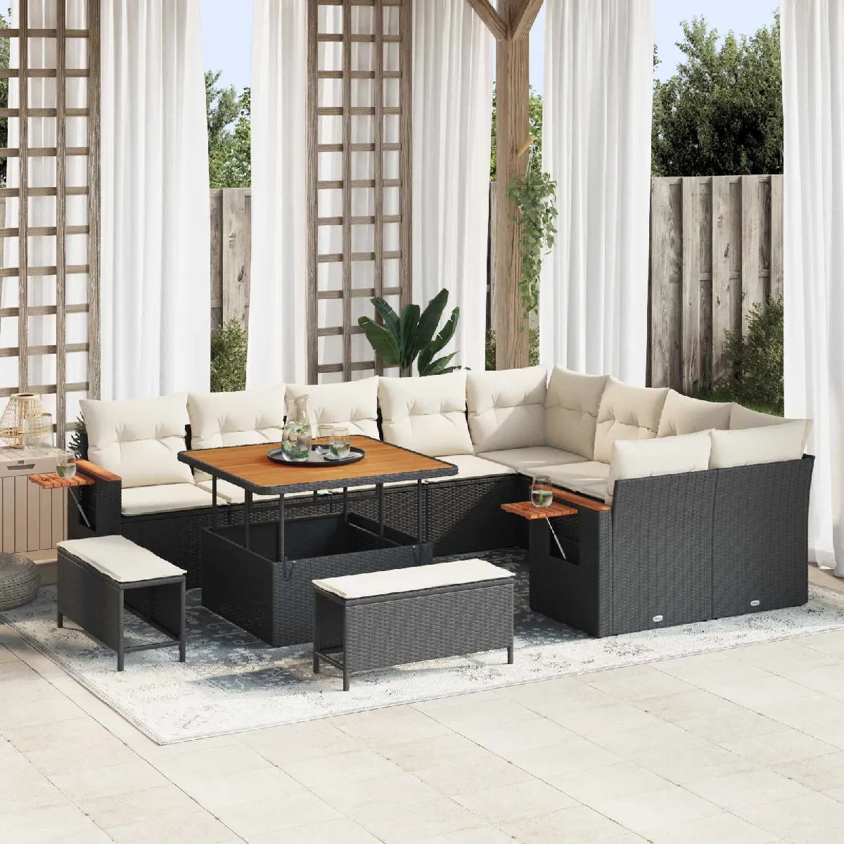 vidaXL Ensemble de canapé de jardin 12 pcs polyrotin - vue 7