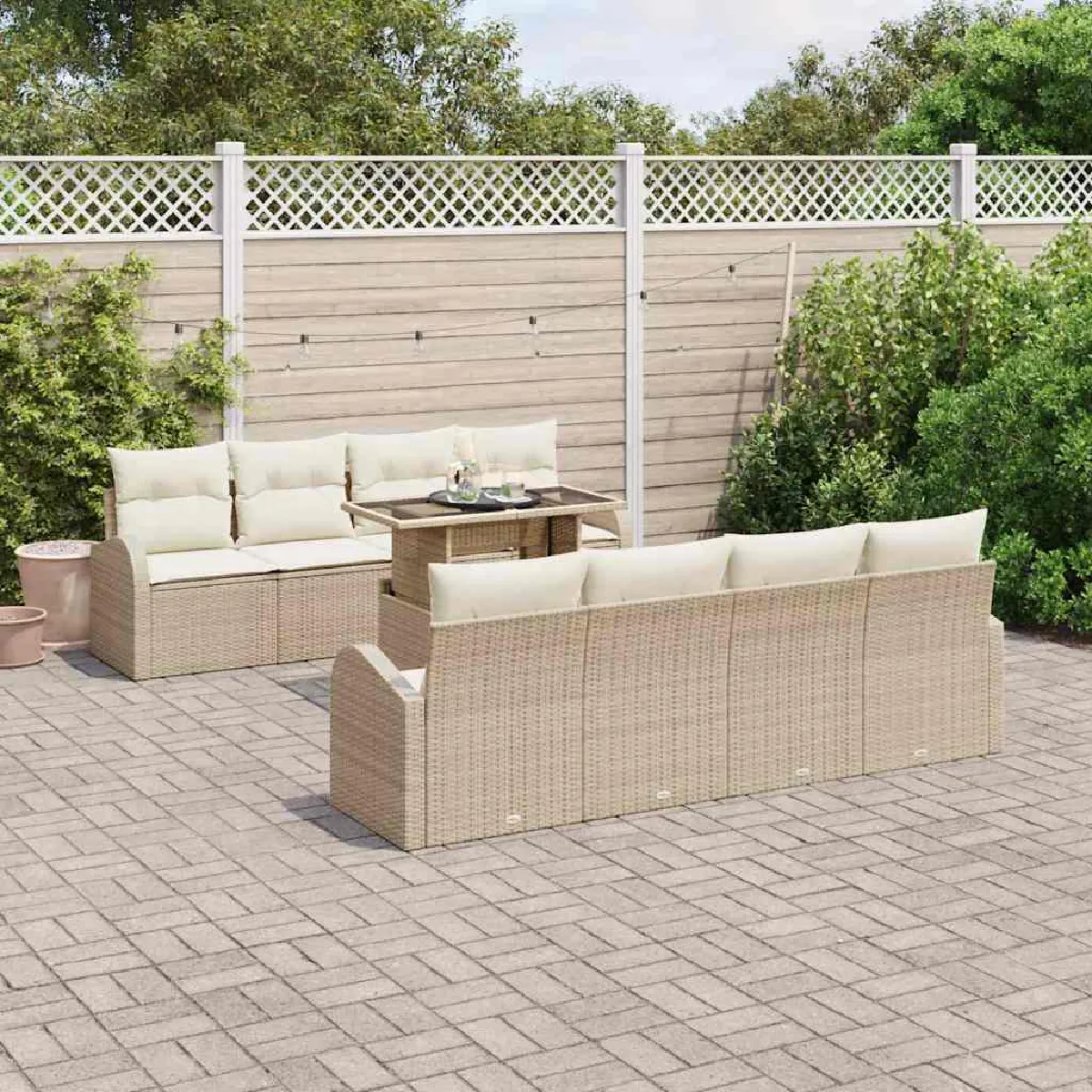 vidaXL Ensemble de canapé de jardin 9 pcs Poly Rattan - vue 10