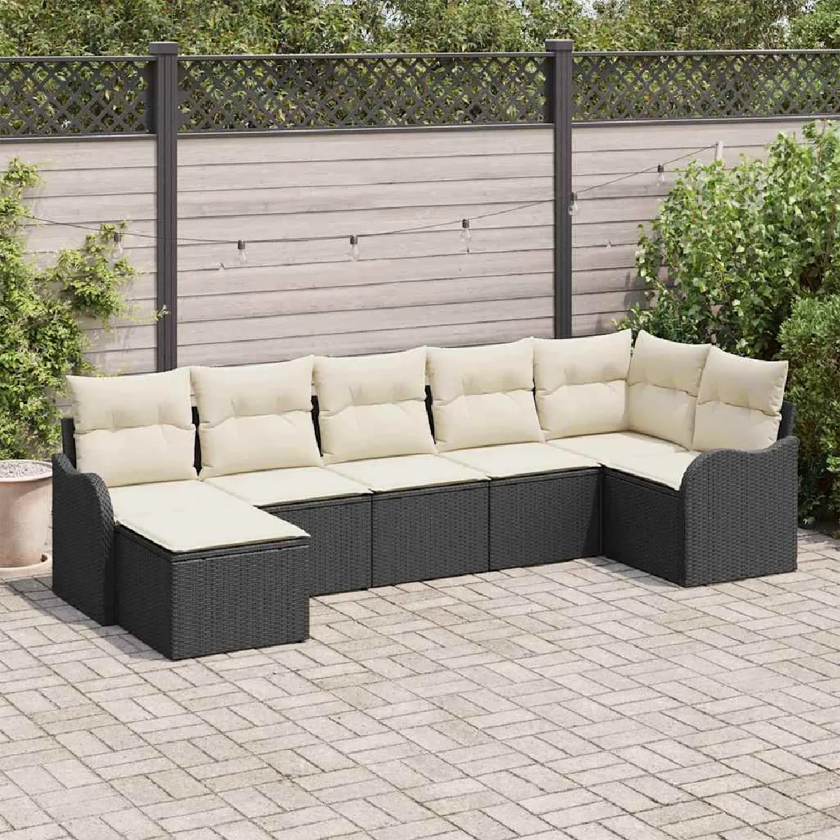 vidaXL Ensemble de canapé de jardin 7 pcs et Poly rotin - vue 2
