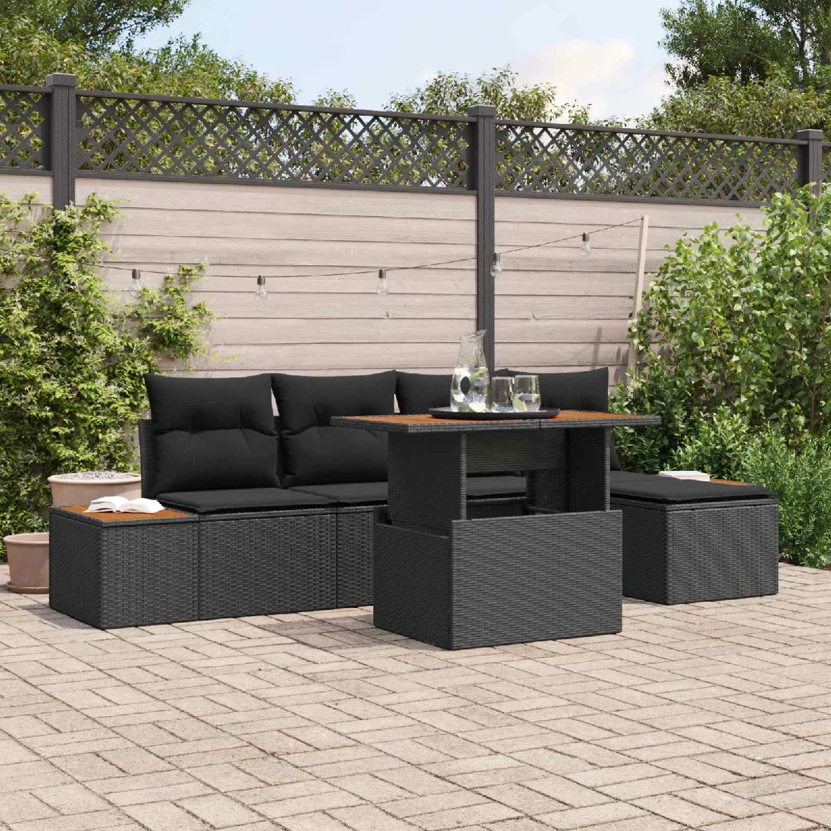 vidaXL Ensemble de 7 Pièces de Canapé de Jardin avec Coussins Rattan Poly - vue 6