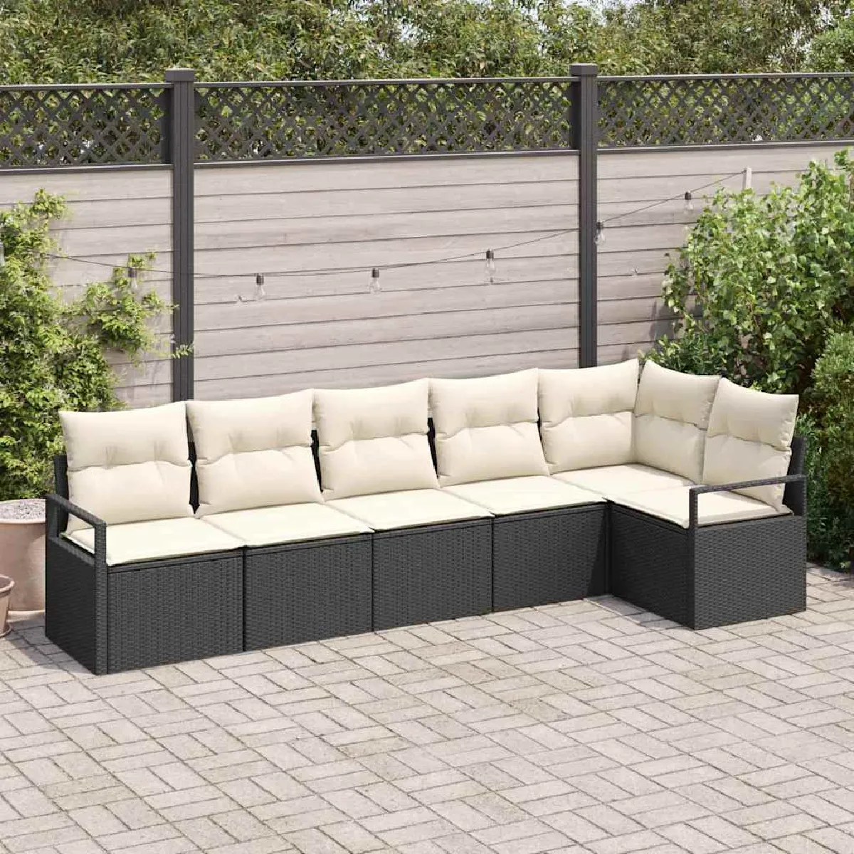vidaXL Ensemble de canapé de jardin avec coussin 6 pcs et Crème - vue 6