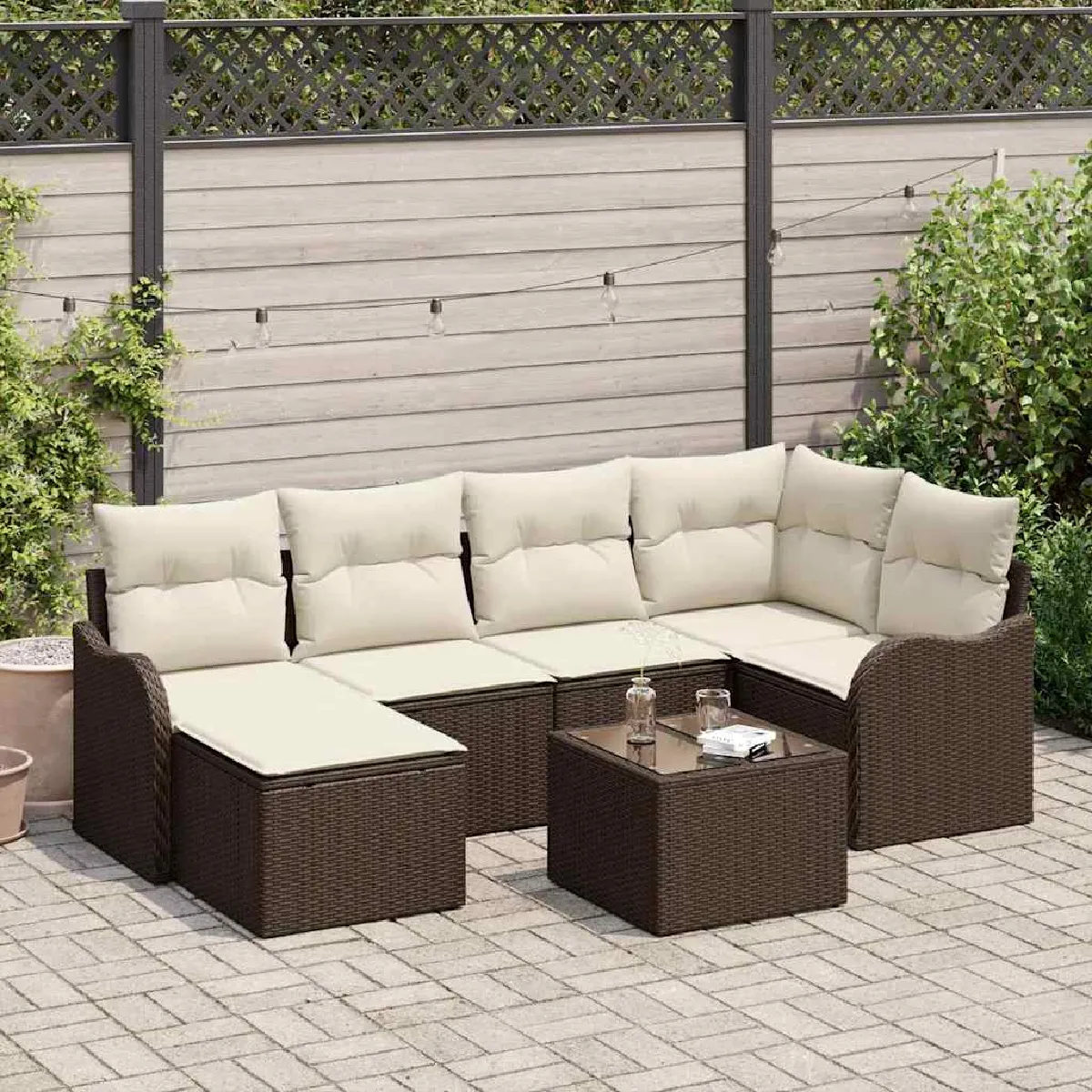 vidaXL Ensemble de canapé de jardin 7 pcs et Poly rotin - vue 4
