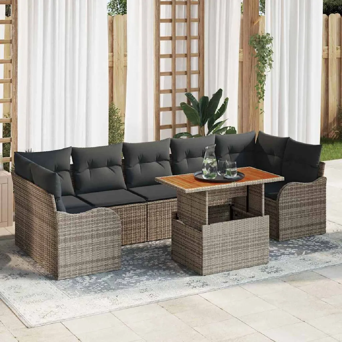 vidaXL Ensemble de canapé de jardin 8 pcs Gris Poly rotin
