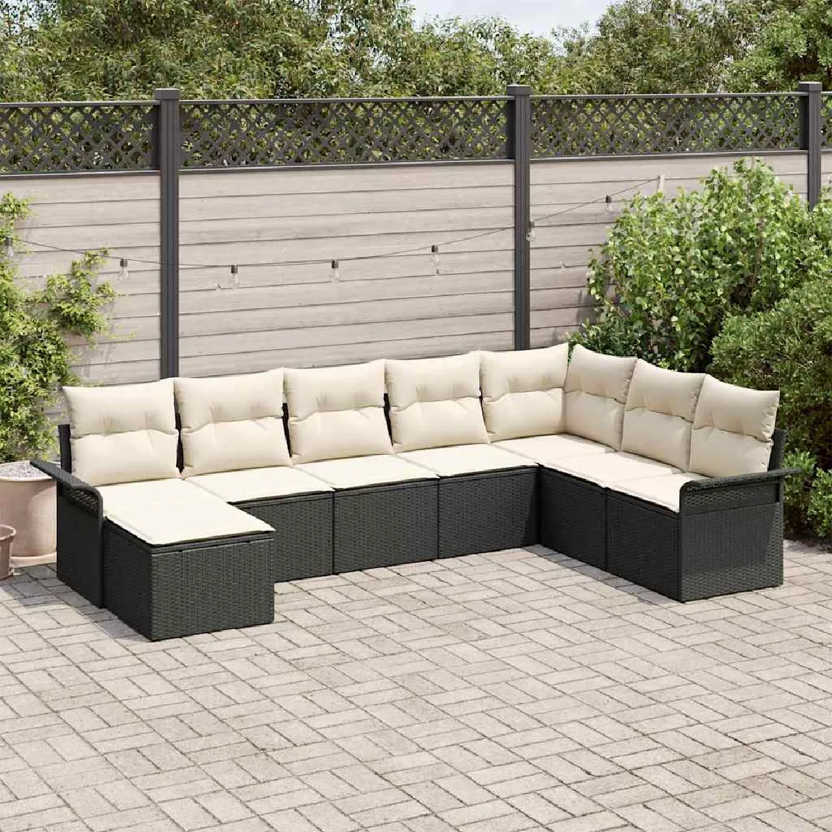 vidaXL Ensemble de canapé de jardin avec coussin 8 pcs Poly rotin - vue 10