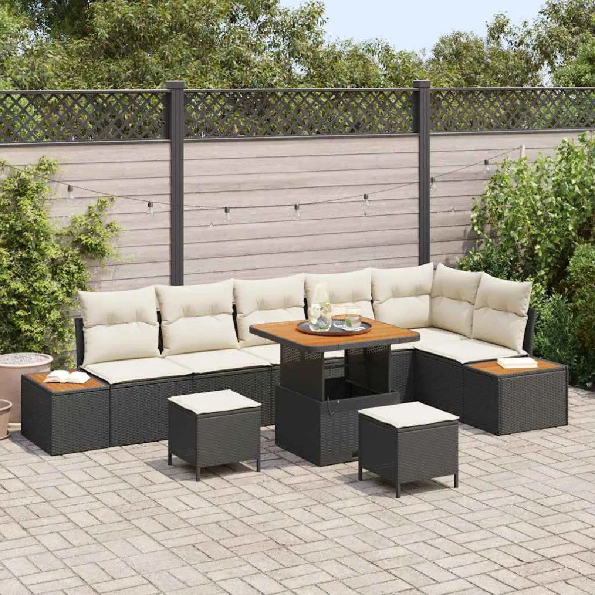 vidaXL Ensemble de canapé de jardin 9 pcs polyrotin - vue 3