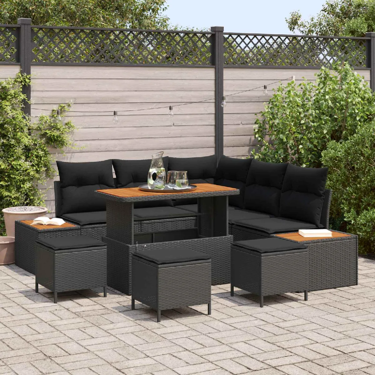 vidaXL Ensemble de canapé de jardin avec coussin 9 pcs - vue 5