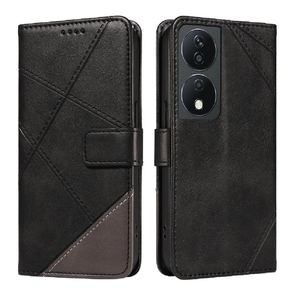 Générique Noir Étui Portefeuille En Similicuir Flip Folio Honor X7b