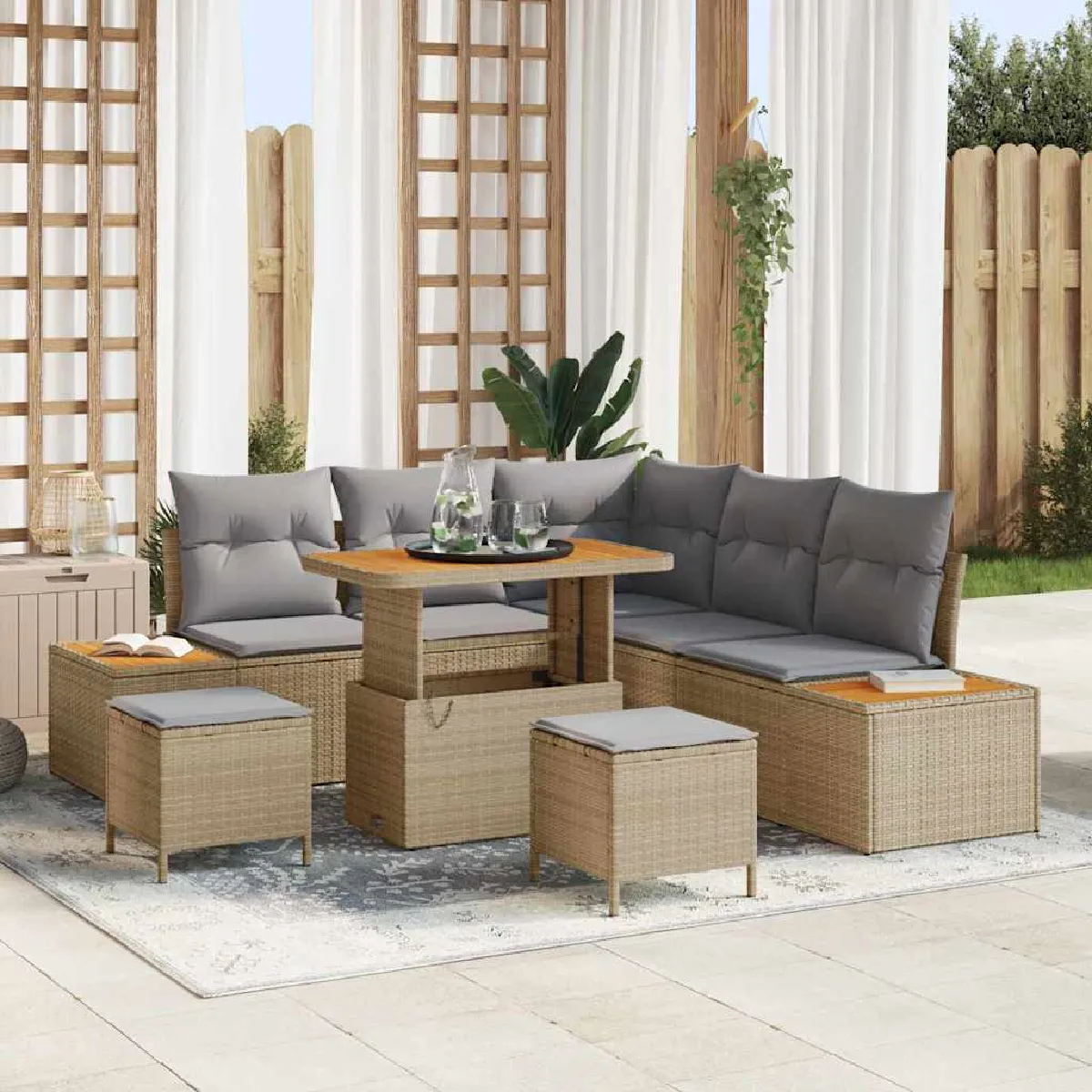 vidaXL Ensemble de canapé de jardin 8 pcs Poly rotin - vue 9