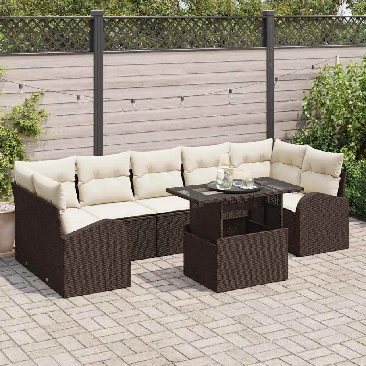 vidaXL Ensemble de canapé de jardin 8 pcs Poly Rattan - vue 8