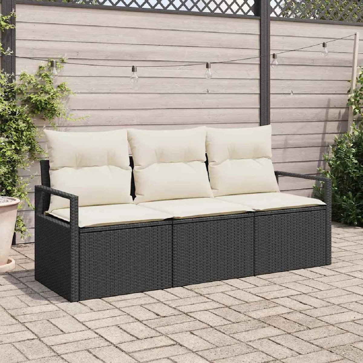 vidaXL Ensemble de canapé de jardin 3 pcs et polyrotin - vue 2