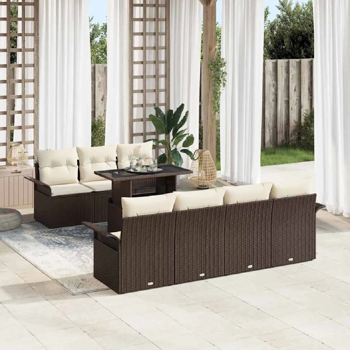 vidaXL Ensemble de canapé de jardin 8 pcs Marron Poly rotin