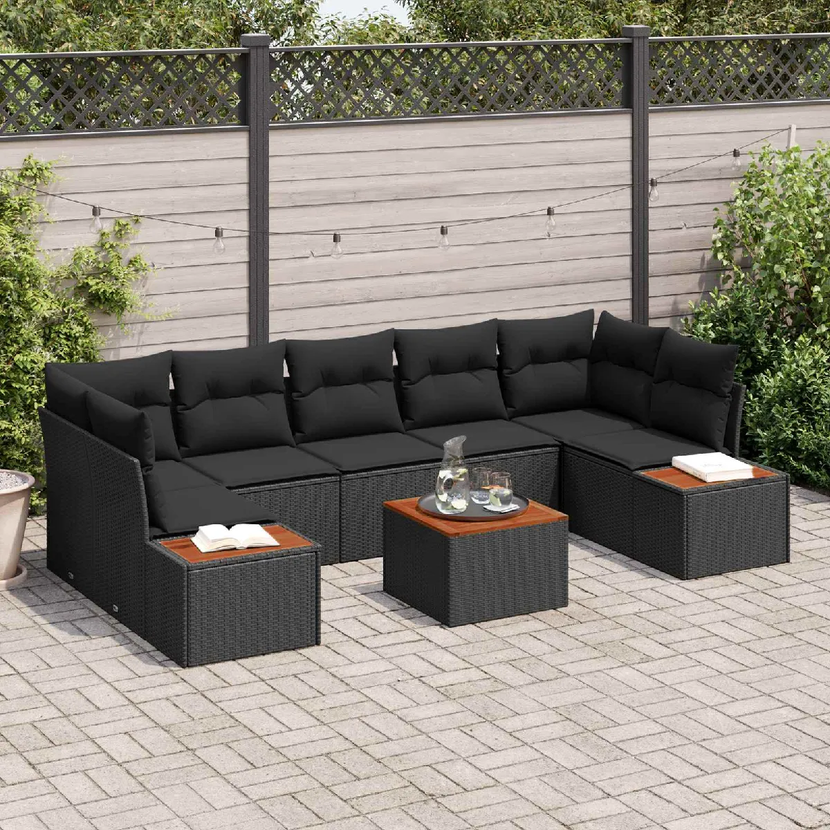 vidaXL Ensemble de canapé de jardin avec coussin 8 pcs Poly rotin - vue 8