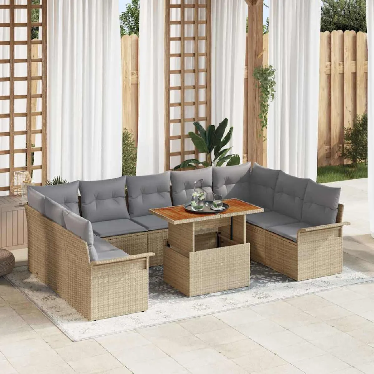 vidaXL Set de Canapé de Jardin 6 pièces avec Coussins en Rattan Poly - vue 7