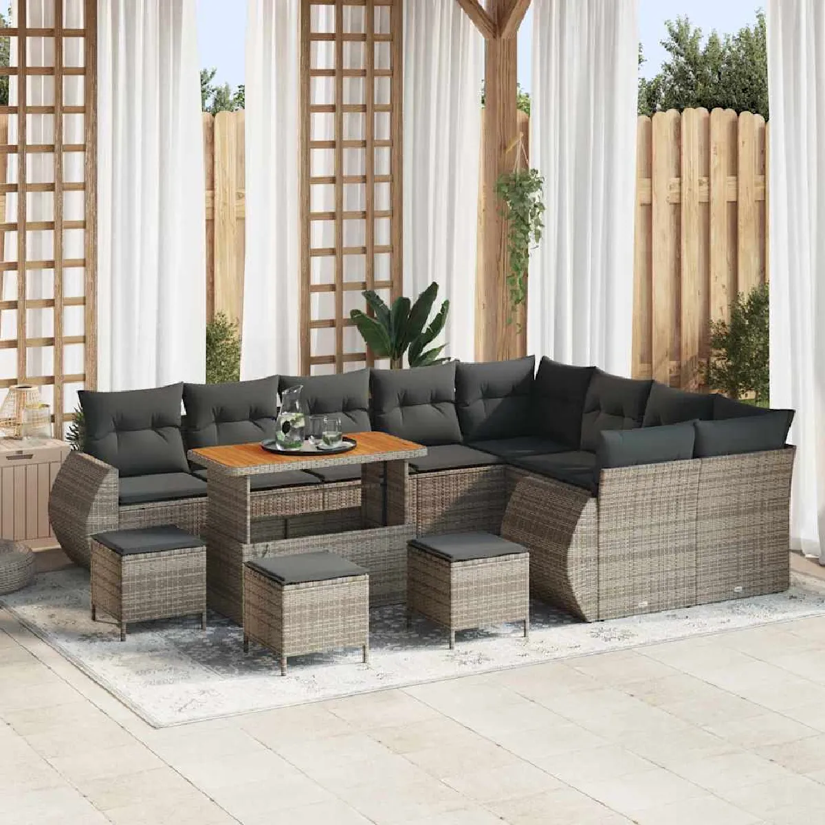 vidaXL Ensemble de canapé de jardin 13 pcs Poly Rattan - vue 6