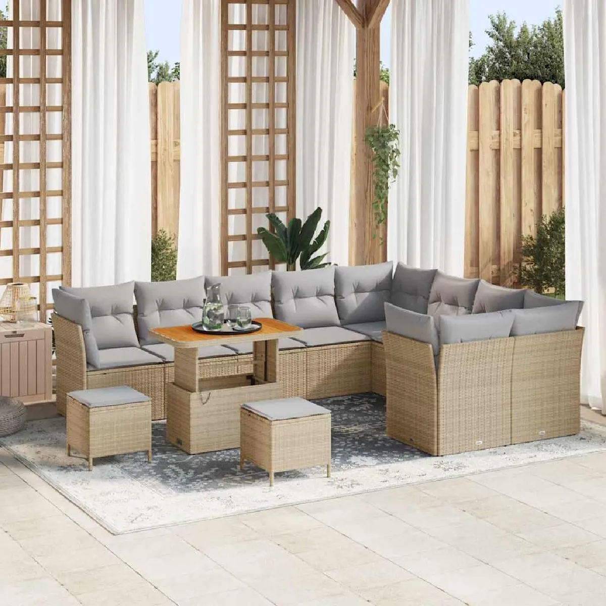 vidaXL Ensemble de canapé de jardin 12 pcs beige et gris clair