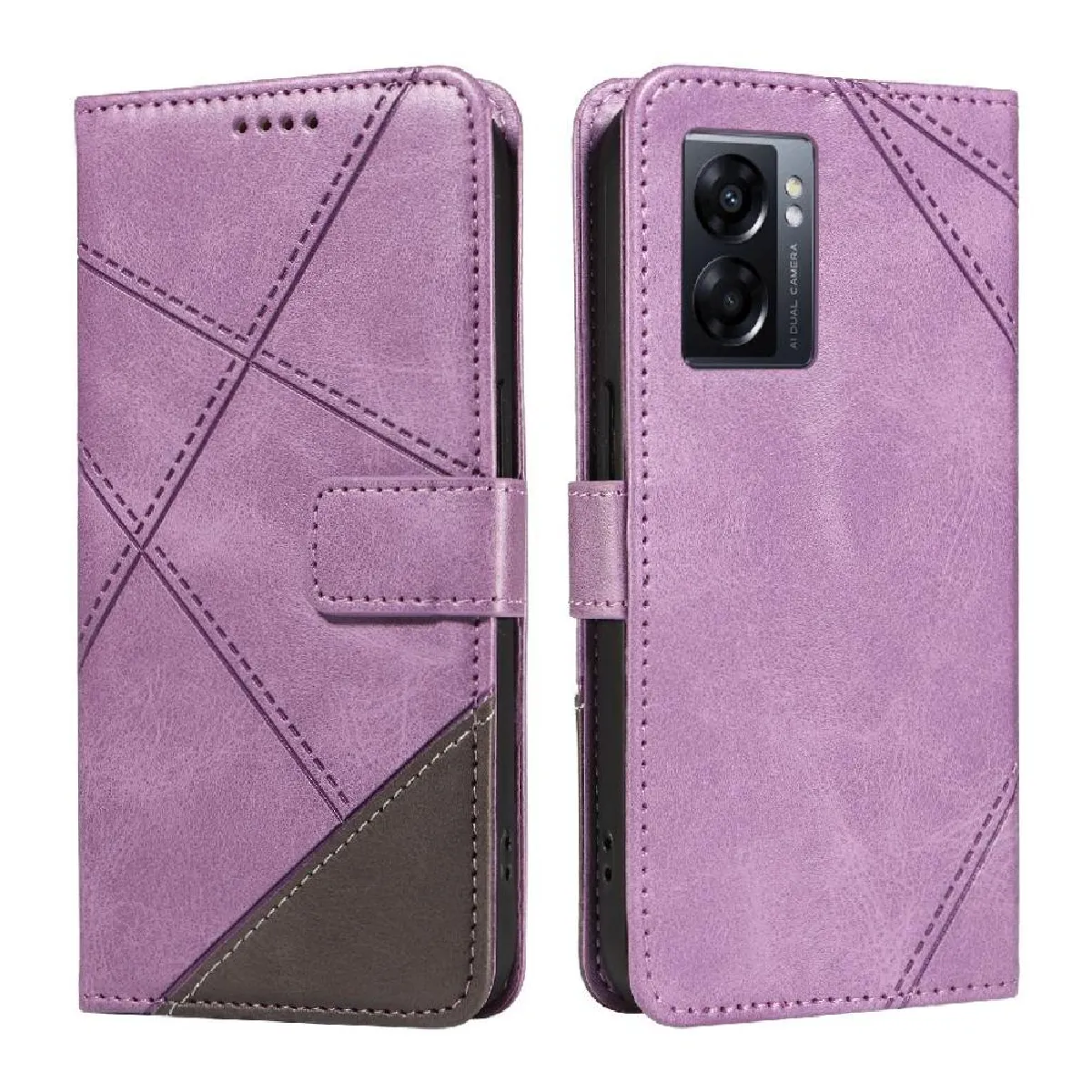 Générique Violet Flip Étui Pour Oppo A77 5G Avec Couture Diamant De Haute Qualité Et Fente Pour Carte Étui De Protection De Téléphone En Cuir Foxdock