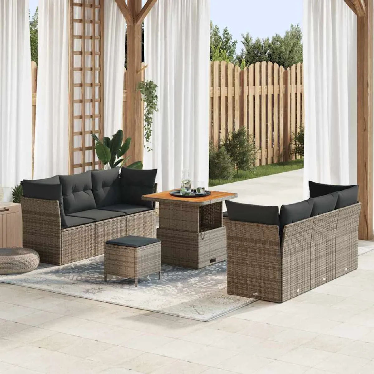 vidaXL Ensemble de canapé de jardin 9 pcs polyrotin - vue 3