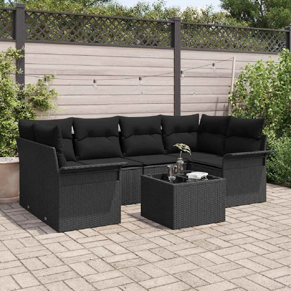 vidaXL Ensemble de canapé de jardin avec coussin 7 pcs - vue 10