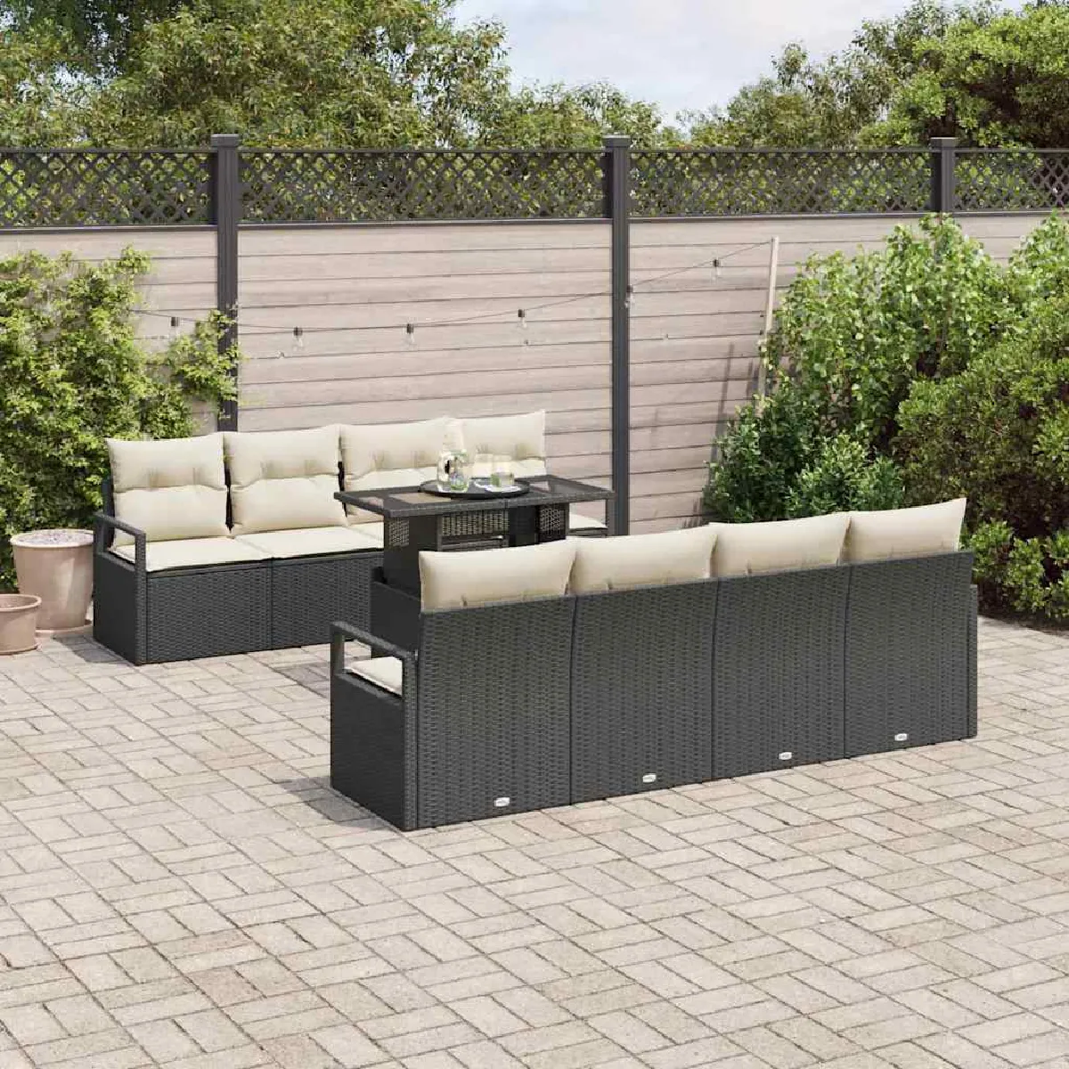 vidaXL Ensemble de canapé de jardin 9 pcs Poly rotin - vue 6