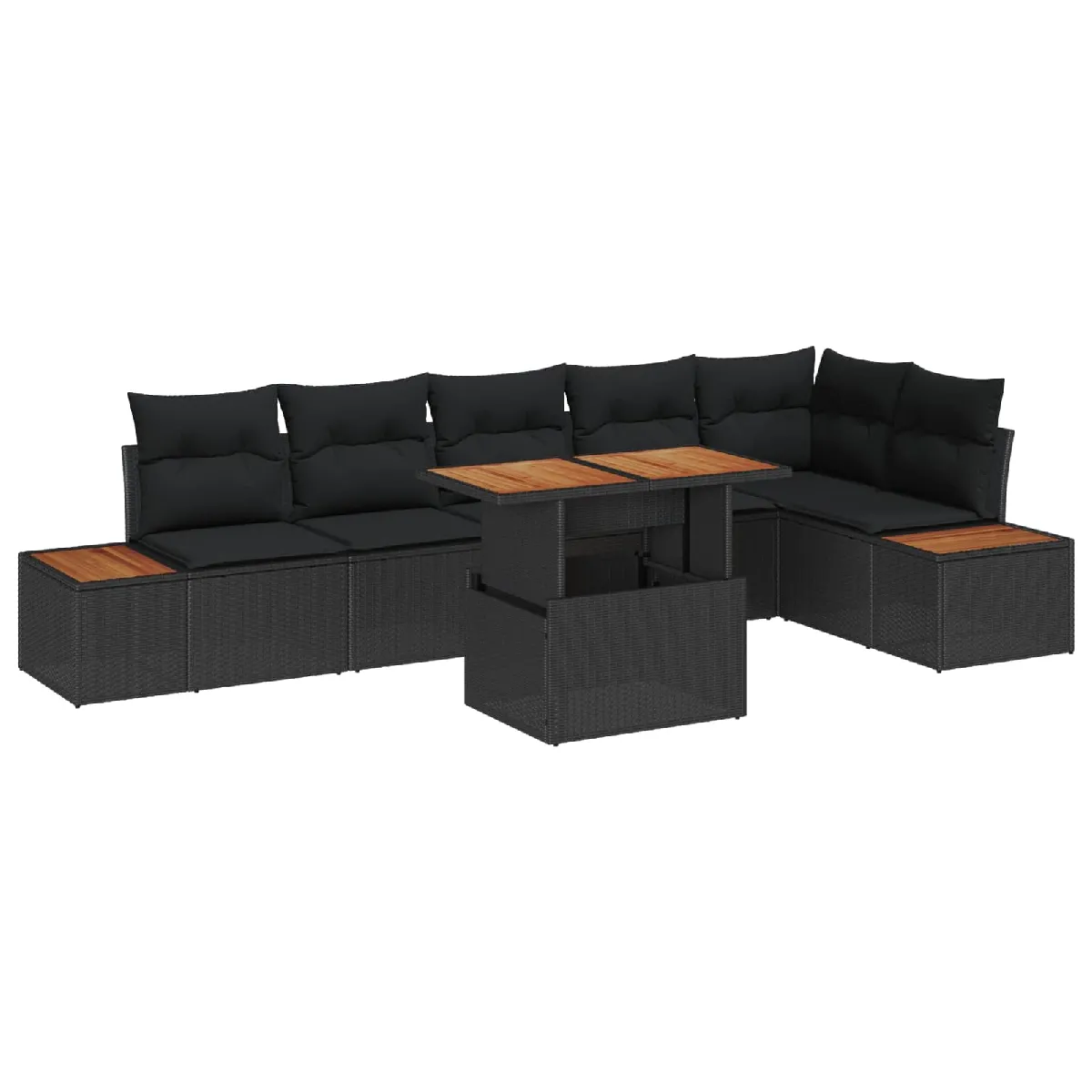 vidaXL Ensemble de salle à manger pour jardin 7 pcs Noir et Marron