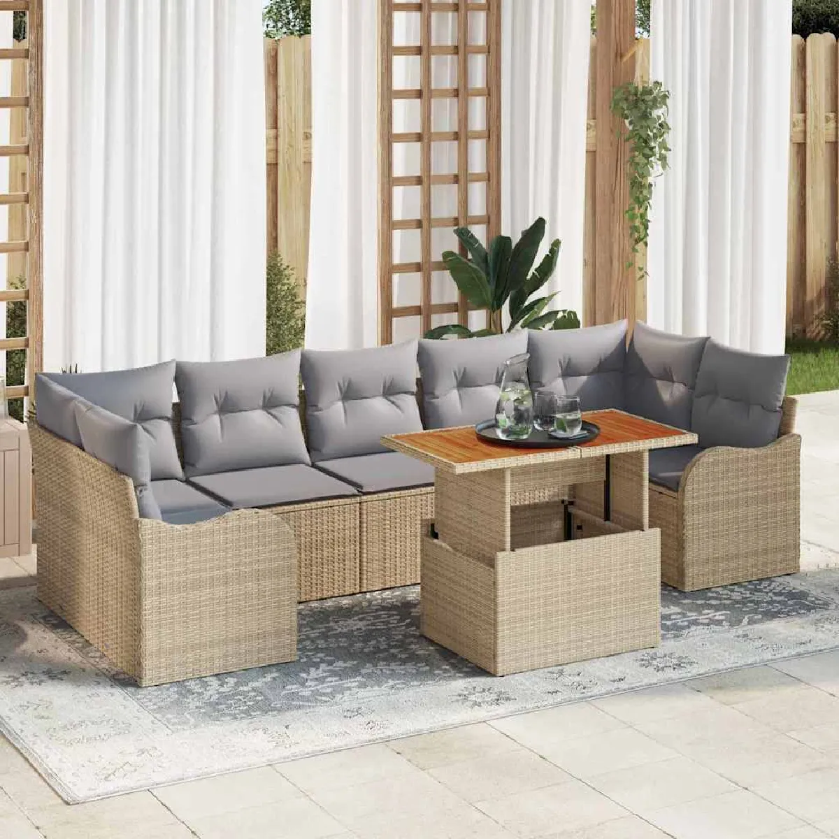 vidaXL Ensemble de canapé de jardin 8 pcs Poly rotin - vue 7