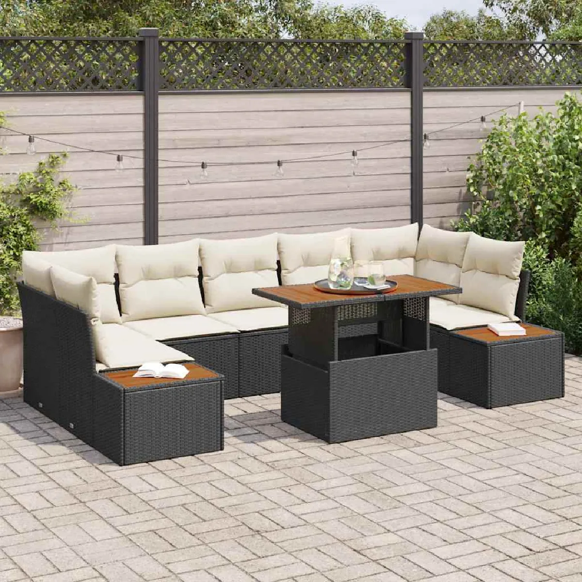 vidaXL Ensemble de canapé de jardin 8 pcs Poly rotin - vue 2