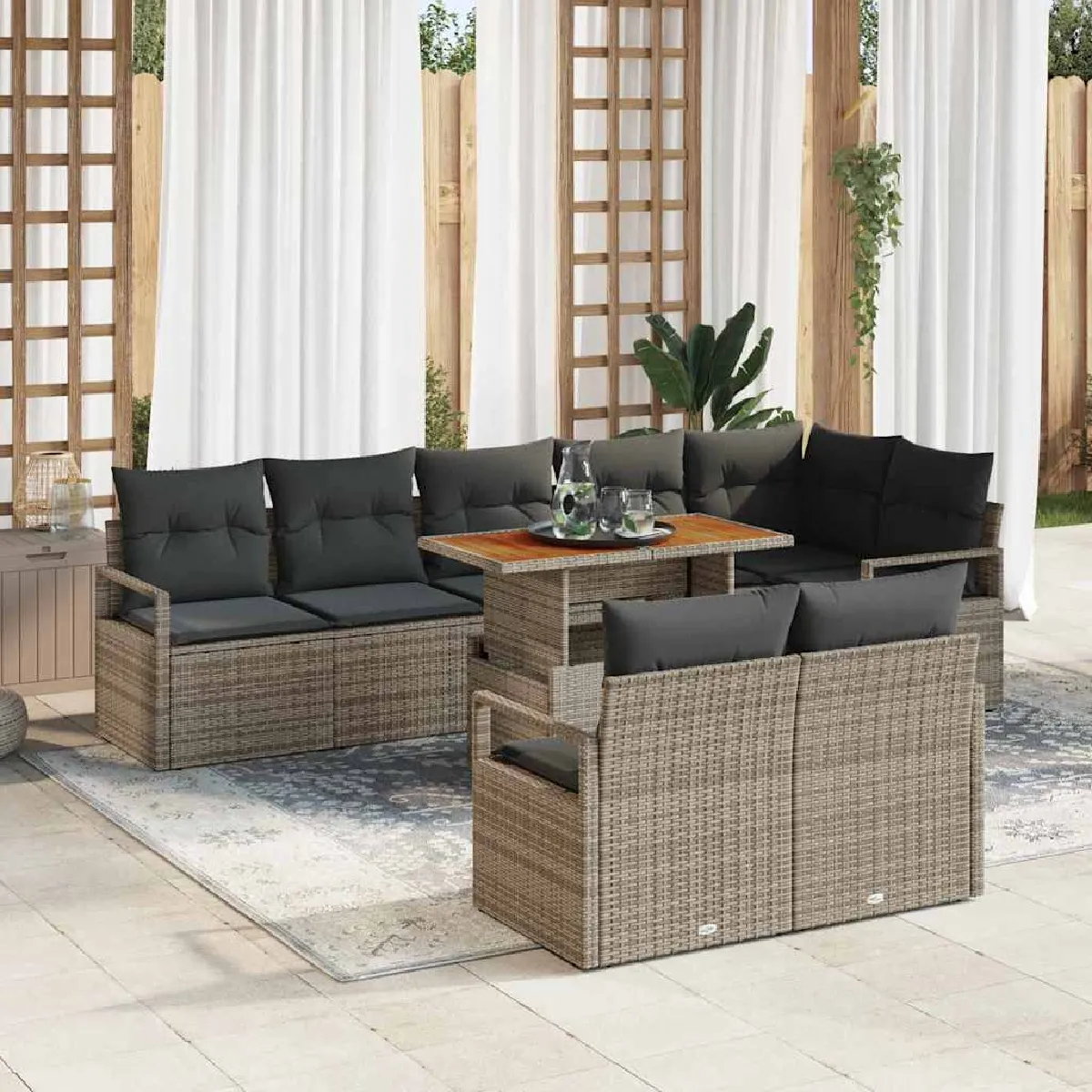 vidaXL Ensemble de canapé de jardin et Crème 80 x 80 x 71 cm
