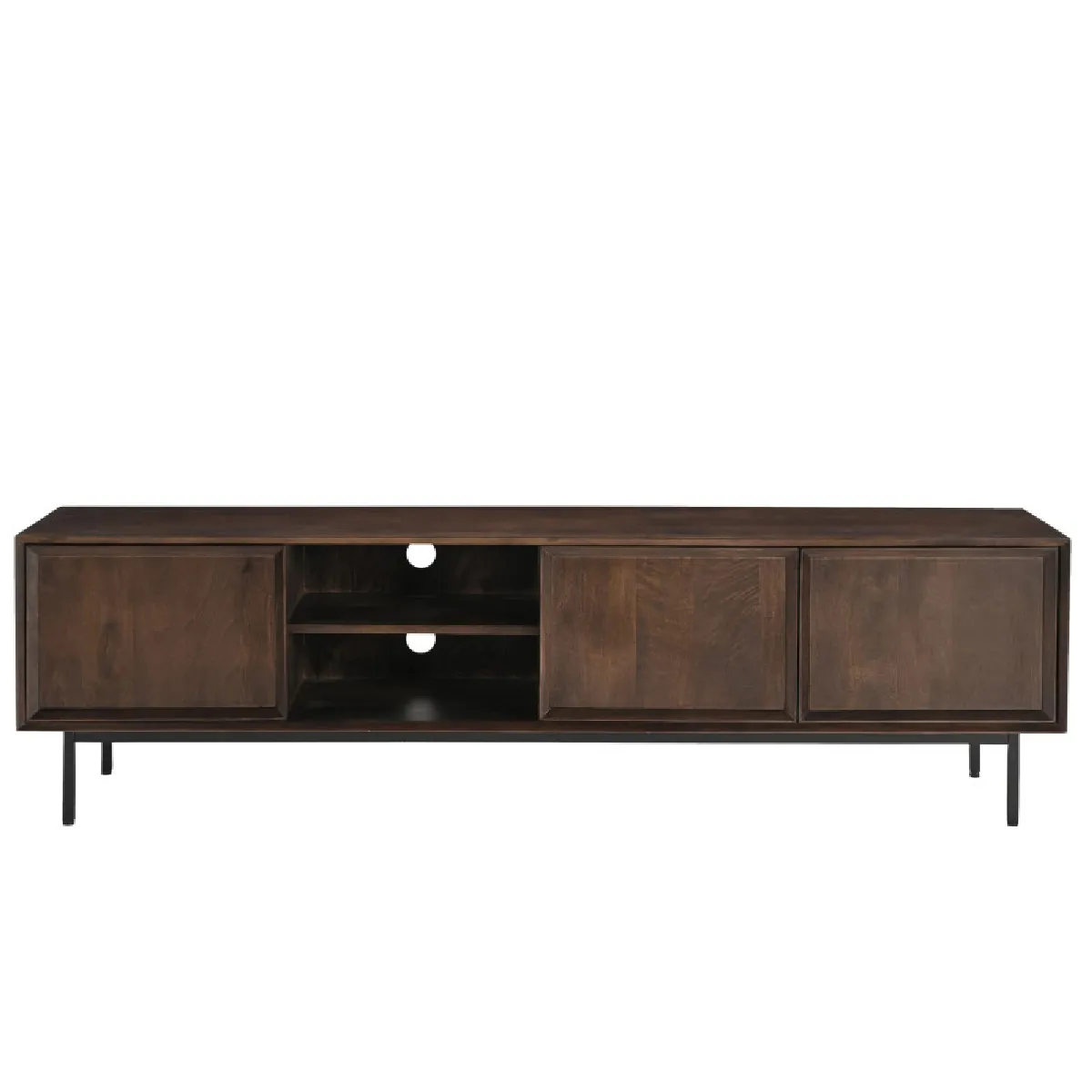 MOLOO Quarto-meuble tv l.180 cm en bois massif noyer