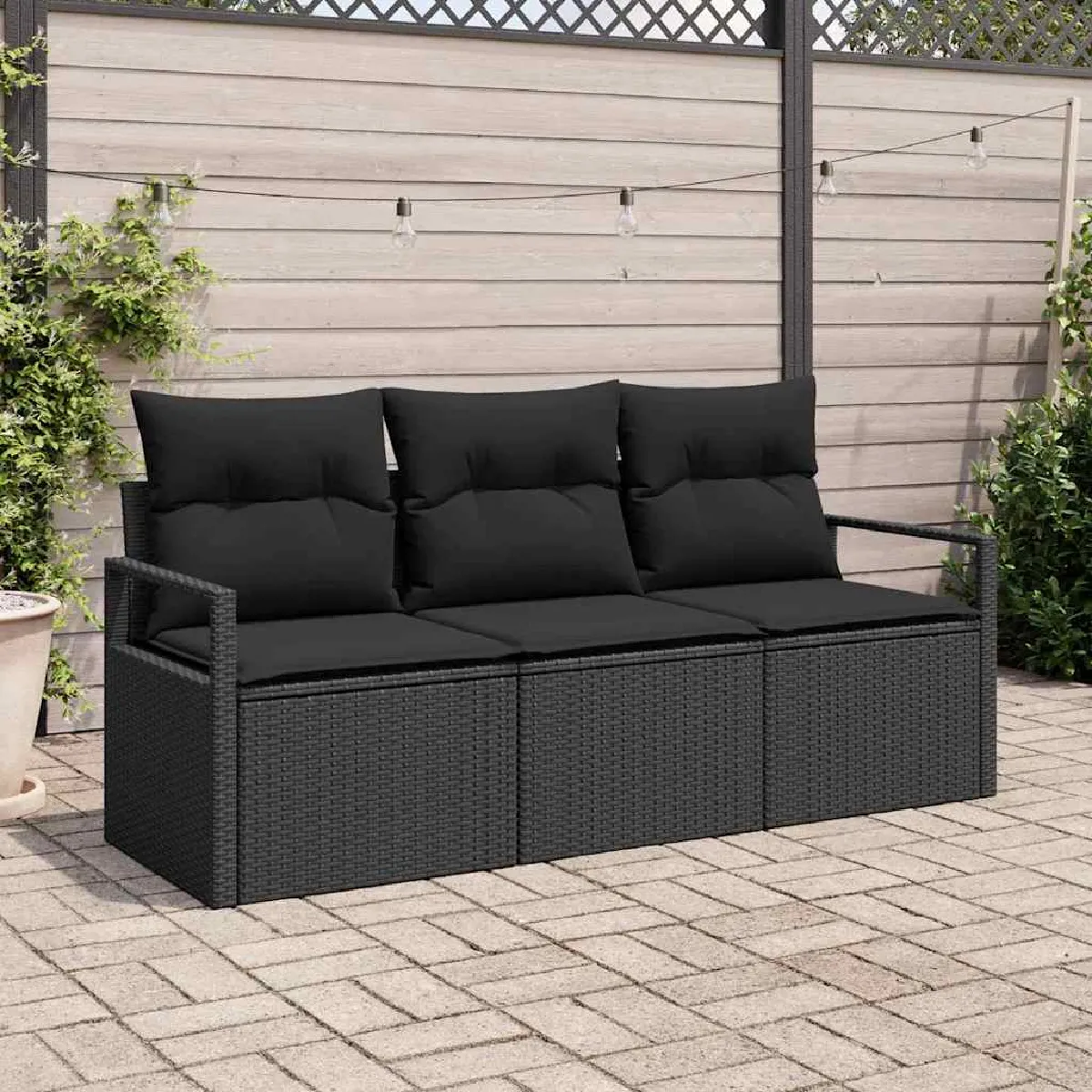 vidaXL Ensemble de canapé de jardin avec coussin 3 pcs polyrotin - vue 8