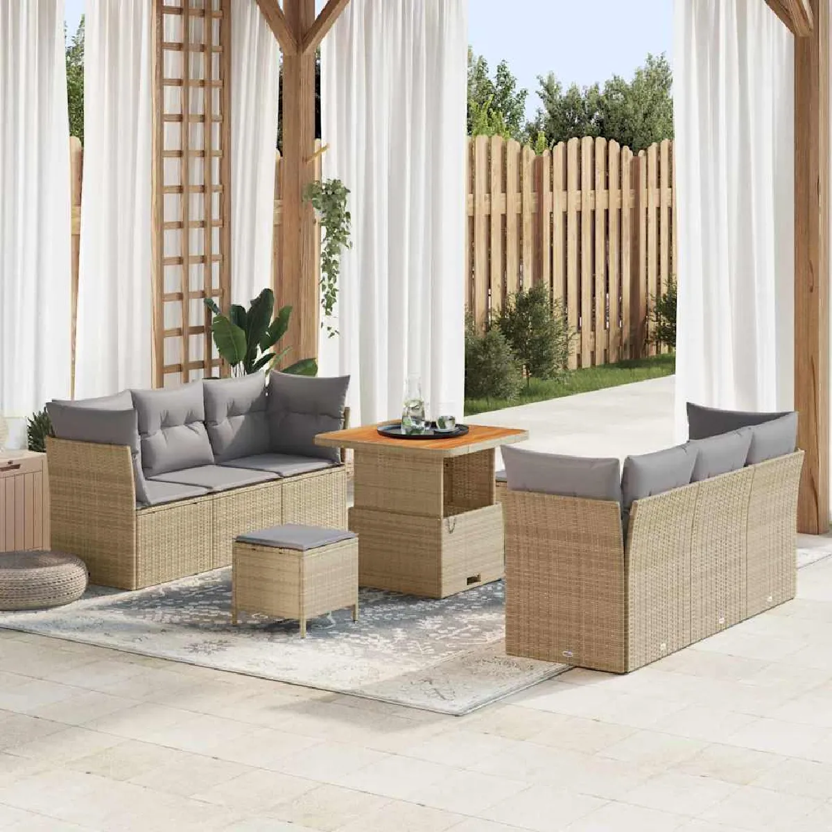 vidaXL Ensemble de canapé de jardin 9 pcs polyrotin - vue 6