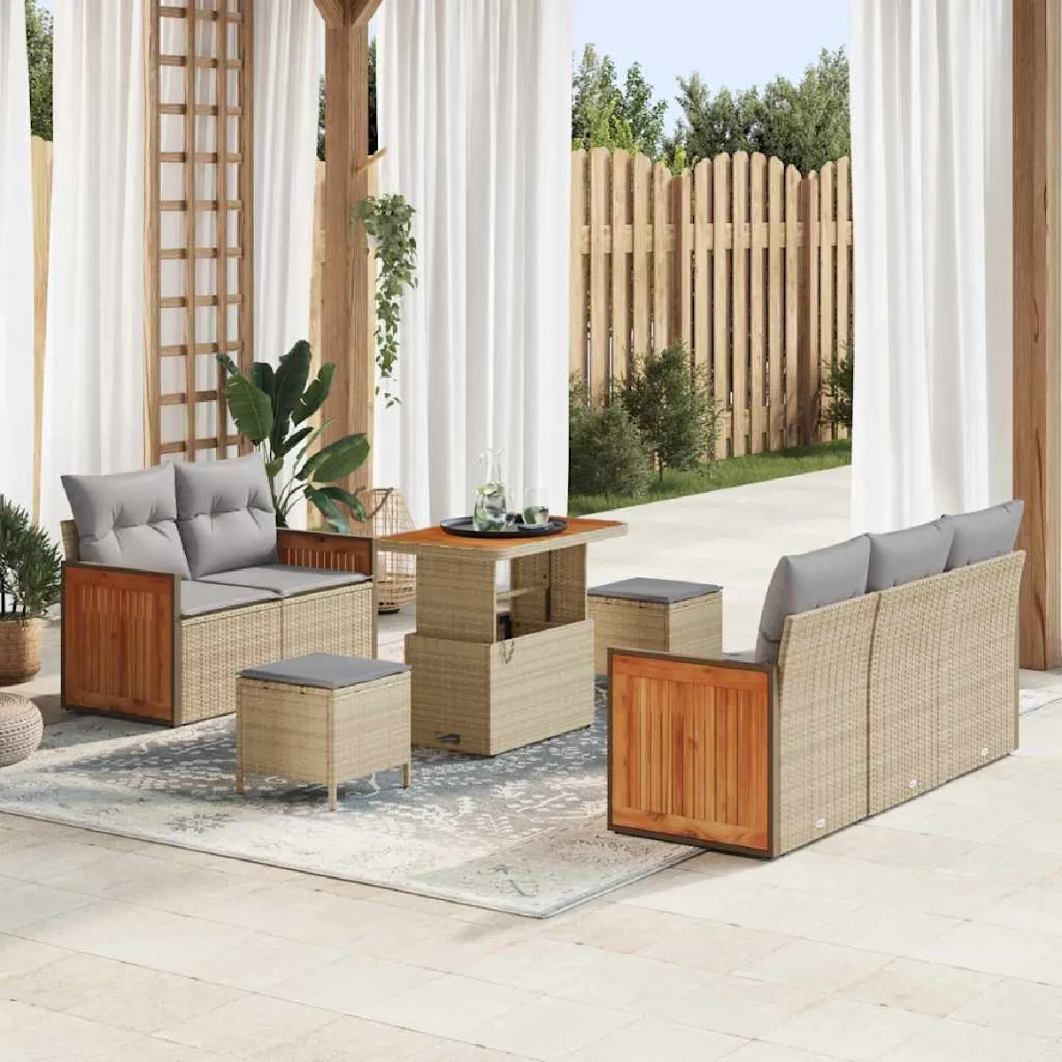 vidaXL Ensemble de canapé de jardin 8 pcs et - vue 5
