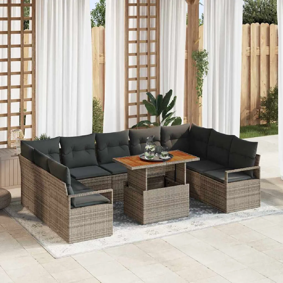 vidaXL Set de Canapé de Jardin 6 pièces avec Coussins en Rattan Poly - vue 3