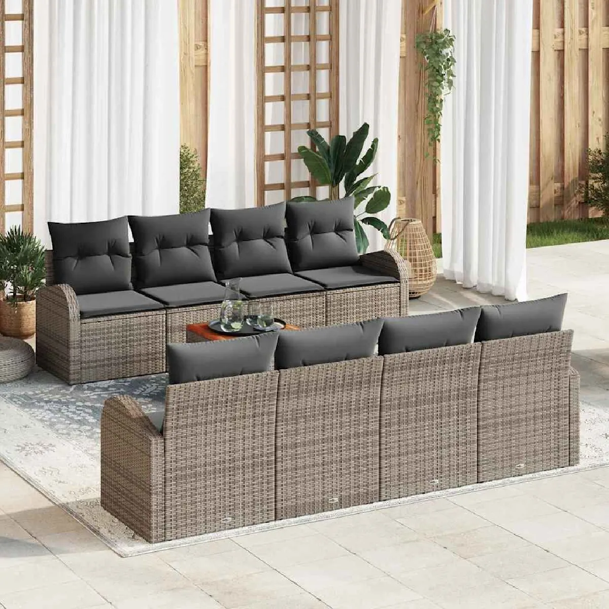 vidaXL Ensemble de canapé de jardin 9 pcs - vue 6