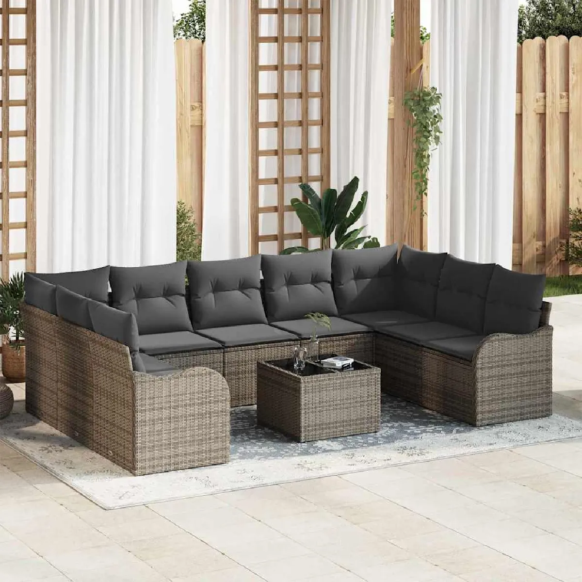 vidaXL Set de Canapé de Jardin 6 pièces avec Coussins en Rattan Poly - vue 2