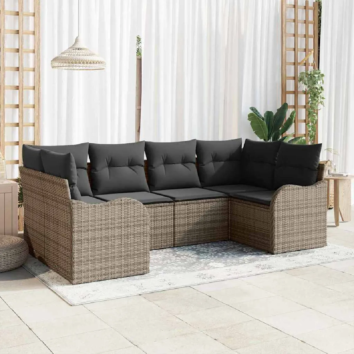 VIDAXL - Ensemble Canapé de Jardin - 6 Pièces - Gris - Image 3