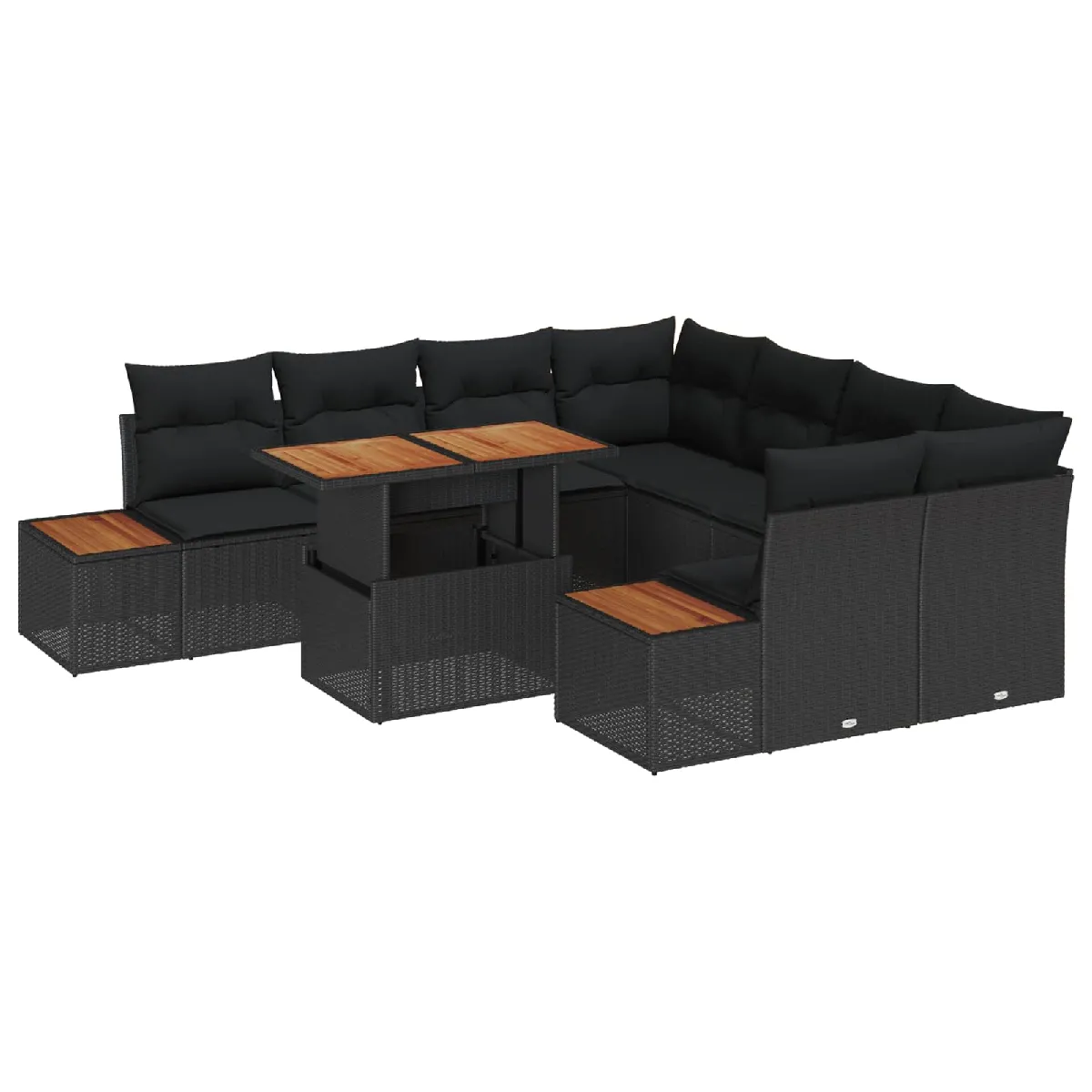 vidaXL Ensemble de salle à manger pour jardin 9 pcs Noir et Marron