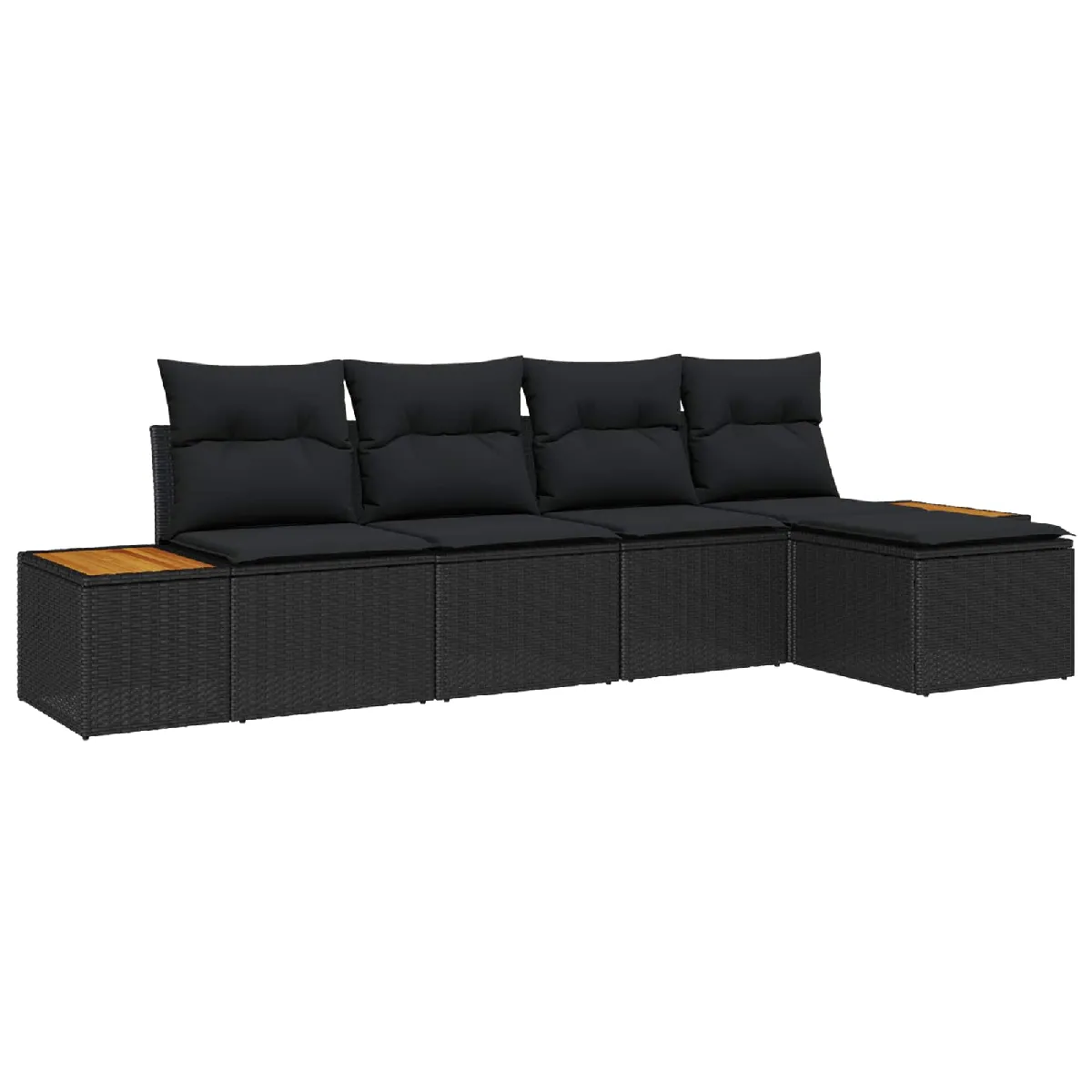 vidaXL Ensemble de canapé de jardin 5 pièces avec coussins Poly Rattan Acacia - vue 4