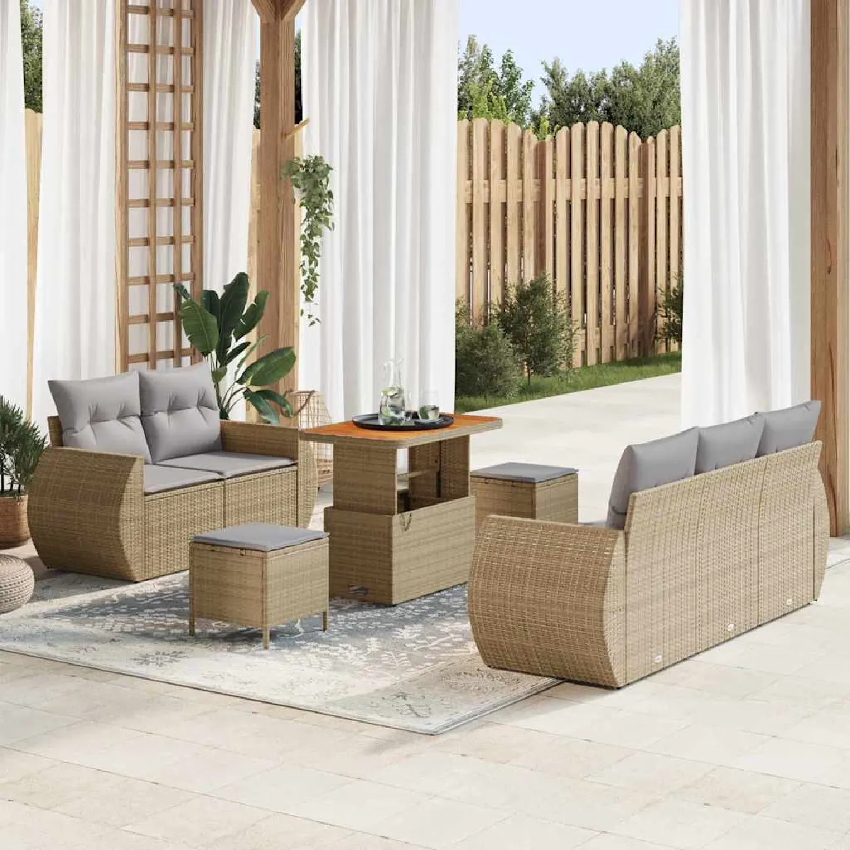 vidaXL Ensemble de canapé de jardin 8 pcs et - vue 4