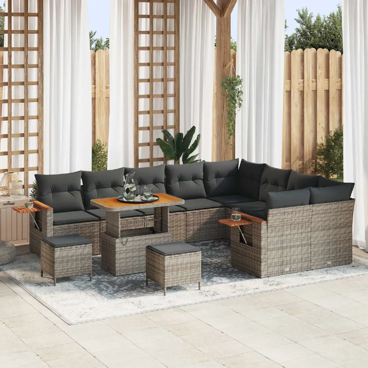 vidaXL Ensemble de canapé de jardin 12 pcs polyrotin - vue 4