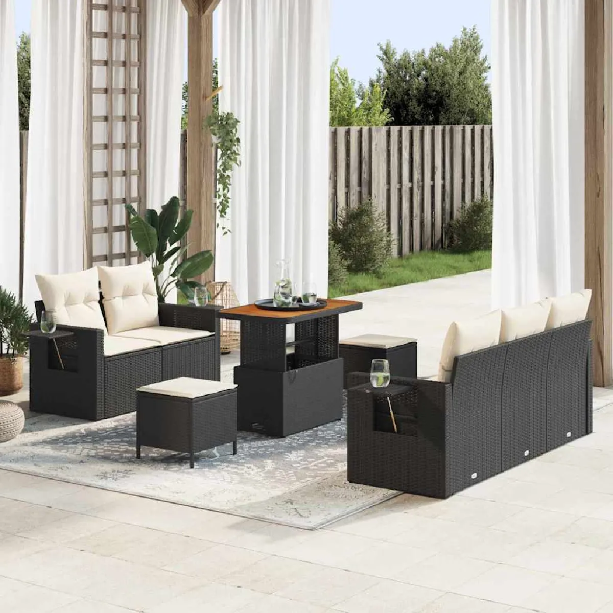 vidaXL Ensemble de canapé de jardin 6 pcs Poly Rattan - vue 8