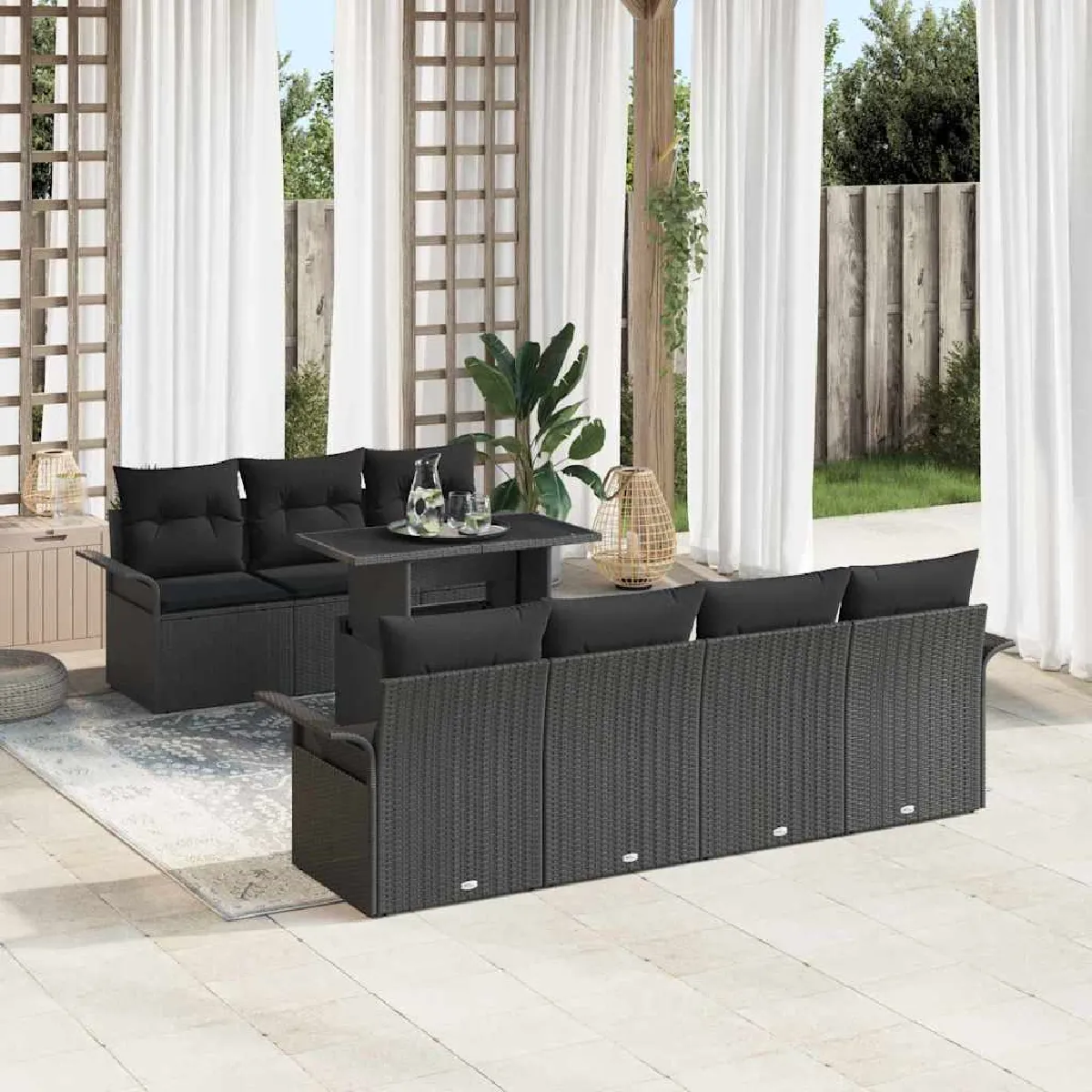 vidaXL Ensemble de canapé de jardin 8 pcs Poly Rattan - vue 7