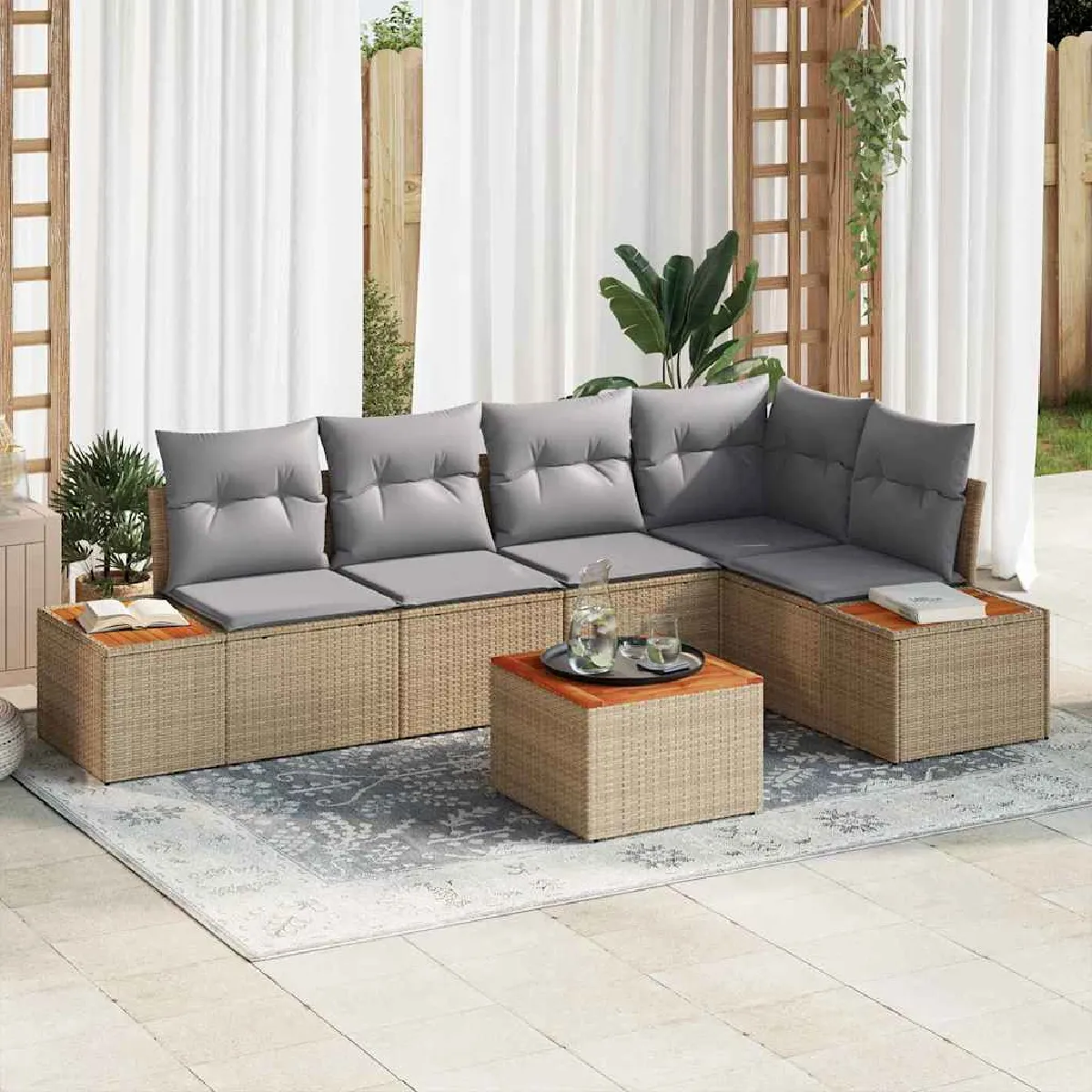 vidaXL Ensemble de canapé de jardin 6 pcs et - vue 9