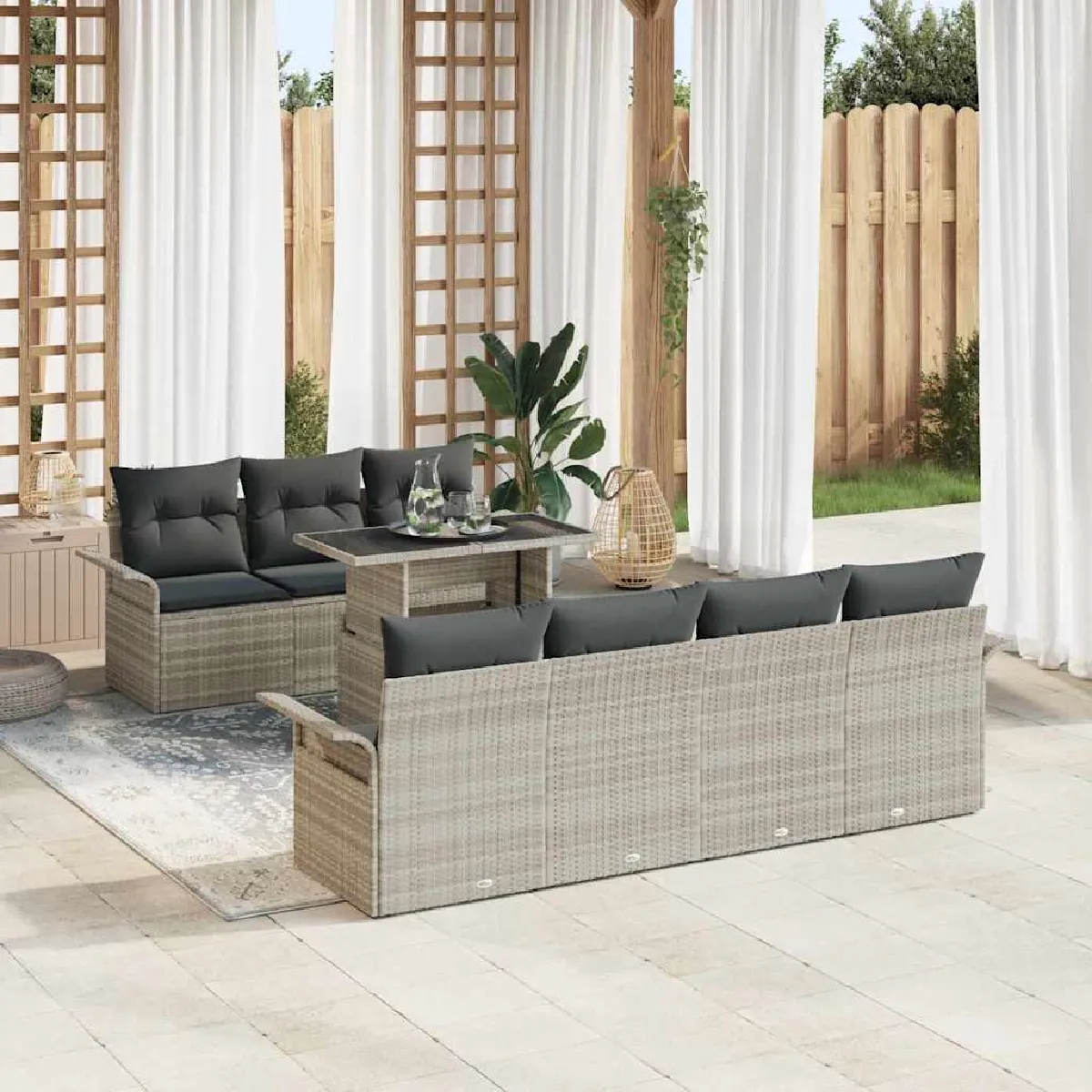 vidaXL Ensemble de canapé de jardin 8 pcs Poly Rattan - vue 9