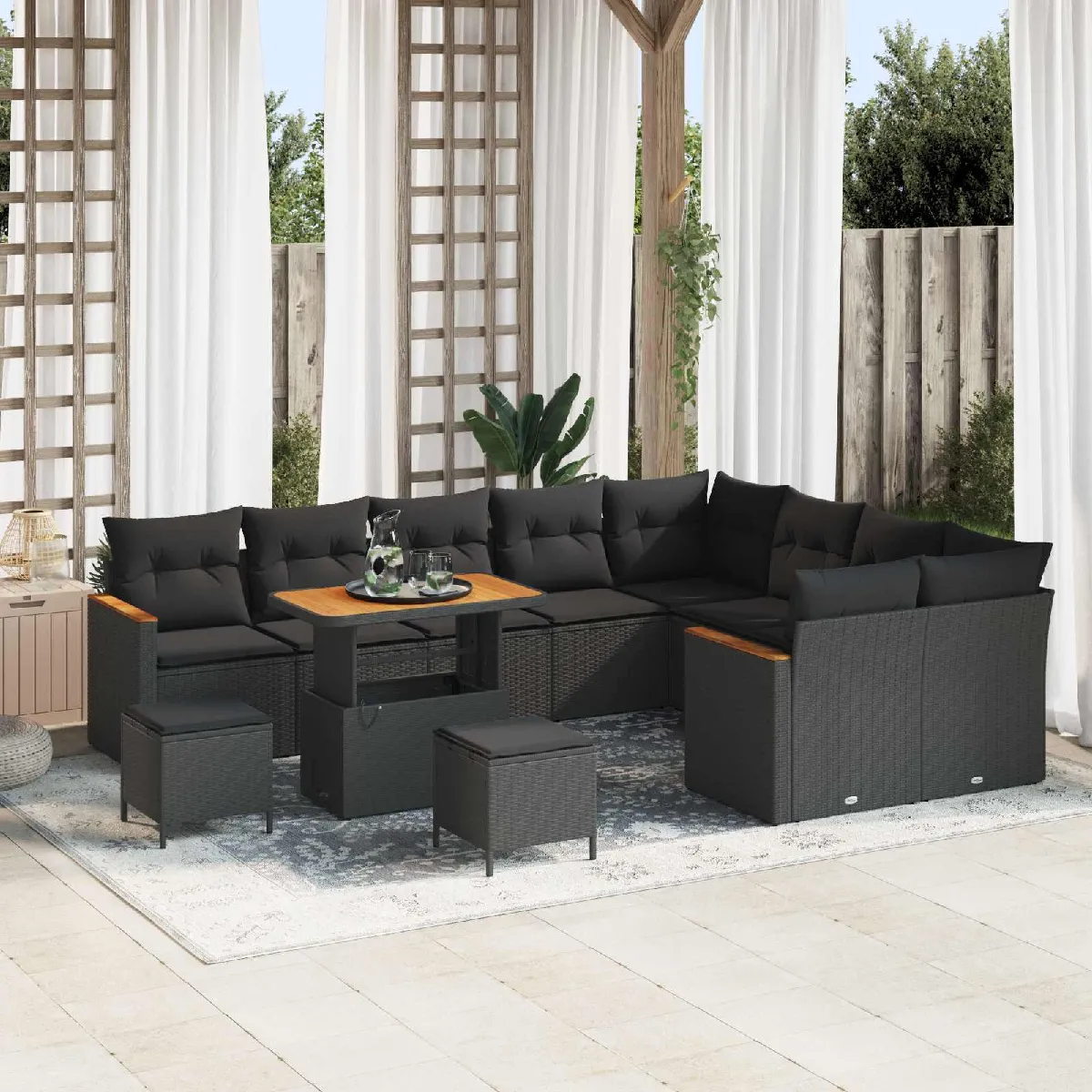 vidaXL Ensemble de canapé de jardin 12 pcs polyrotin - vue 9