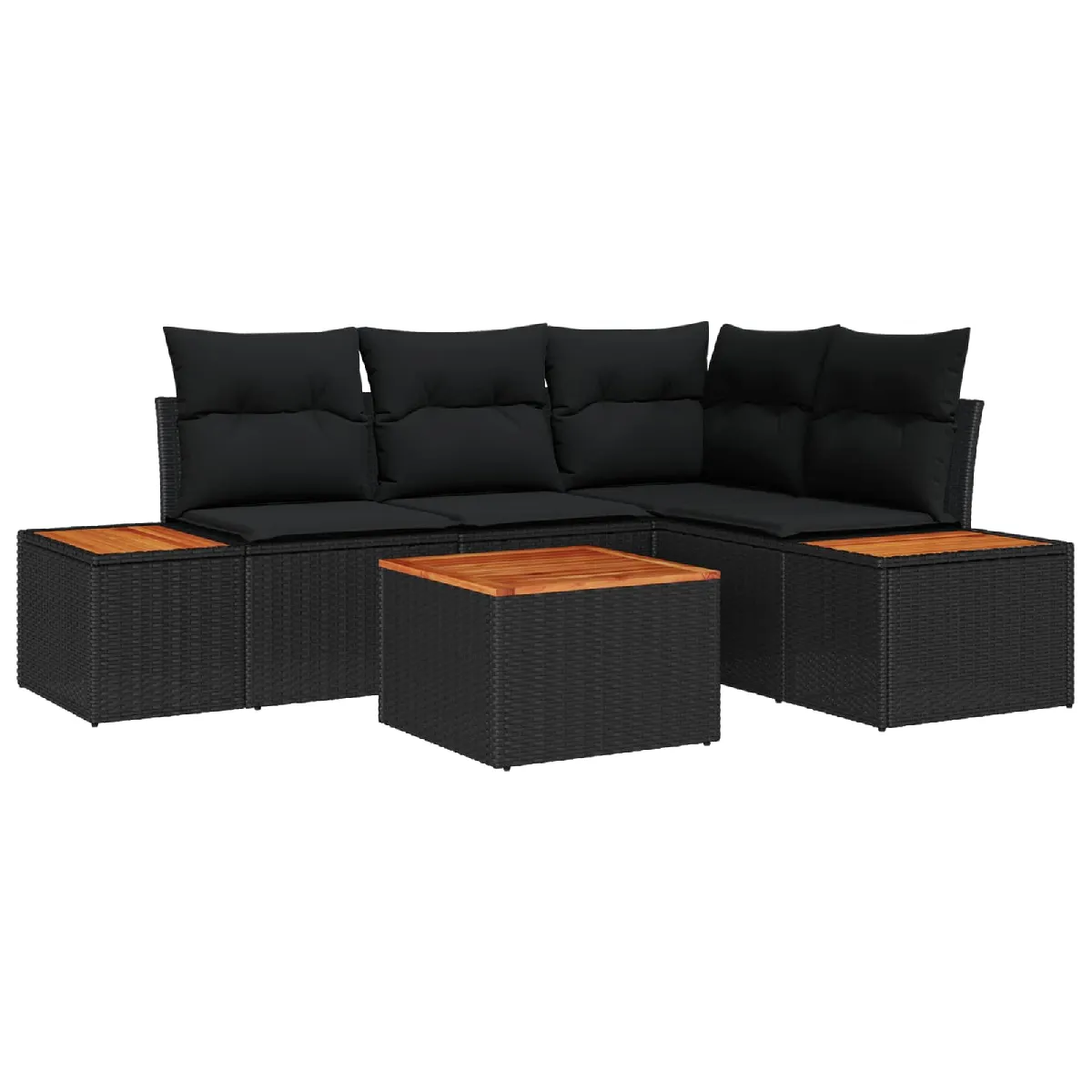 Ensemble de Canapés de Jardin 5 Pièces avec Coussins en Poly Rattan Acacia Canapé de Jardin 2 Places avec Coussins 3347448 - vue 10