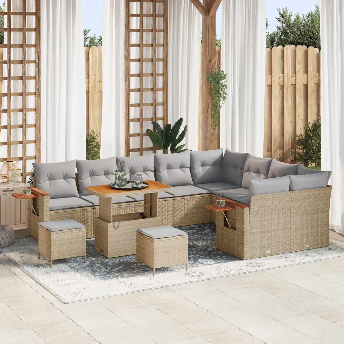 vidaXL Ensemble de canapé de jardin 12 pcs polyrotin - vue 8