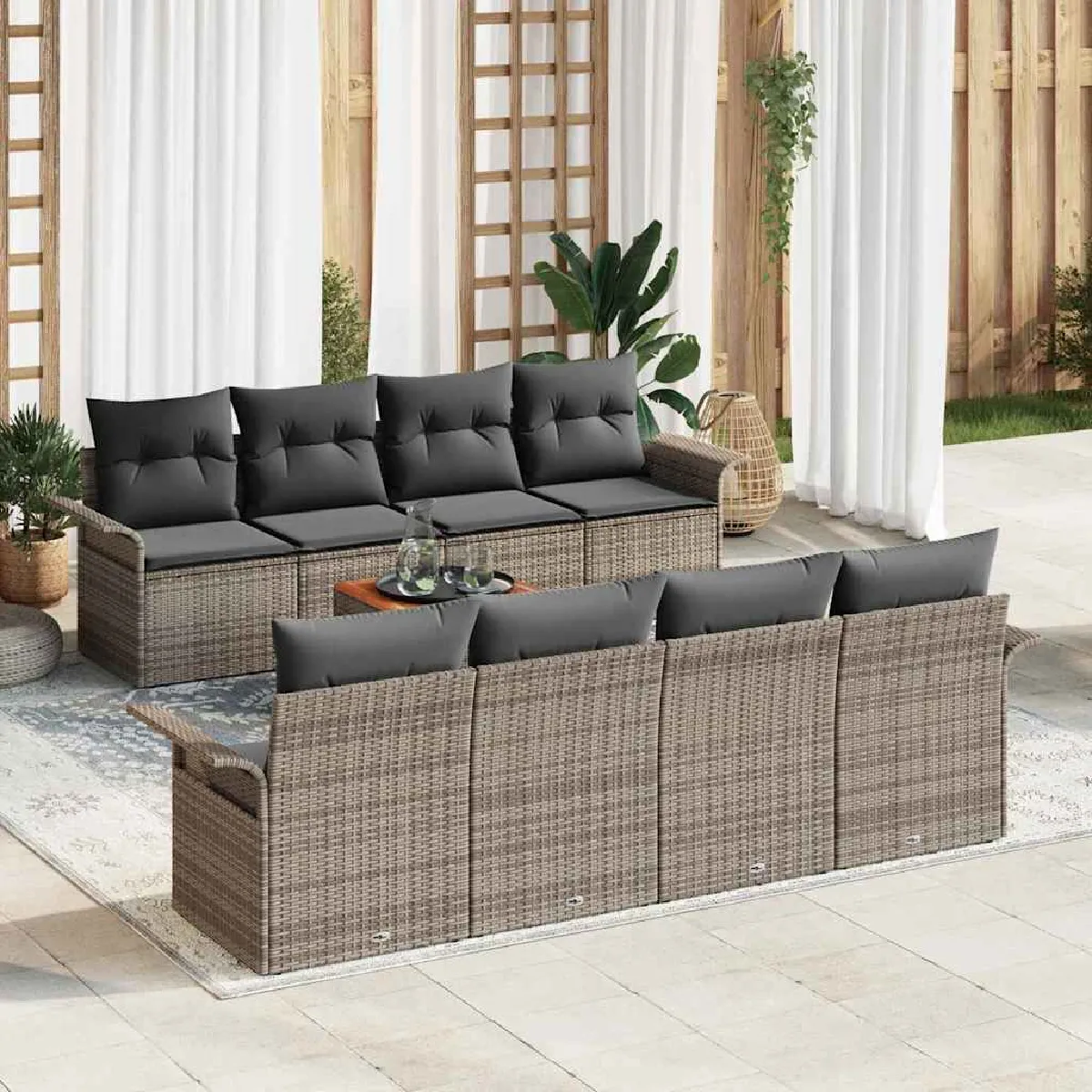 vidaXL Ensemble de canapé de jardin avec coussin 7 pcs - vue 7
