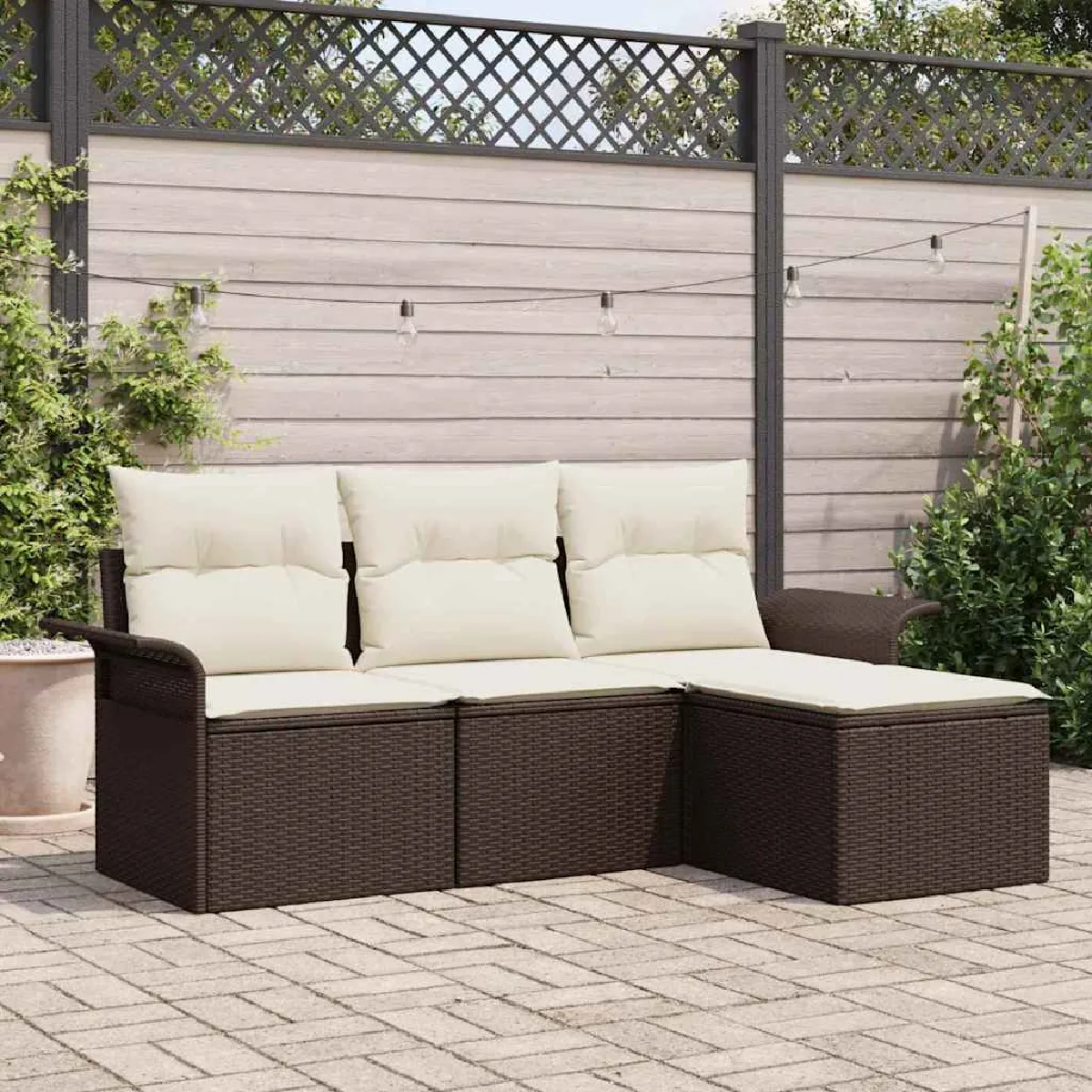 vidaXL Ensemble de canapé de jardin 4 pcs Poly rotin