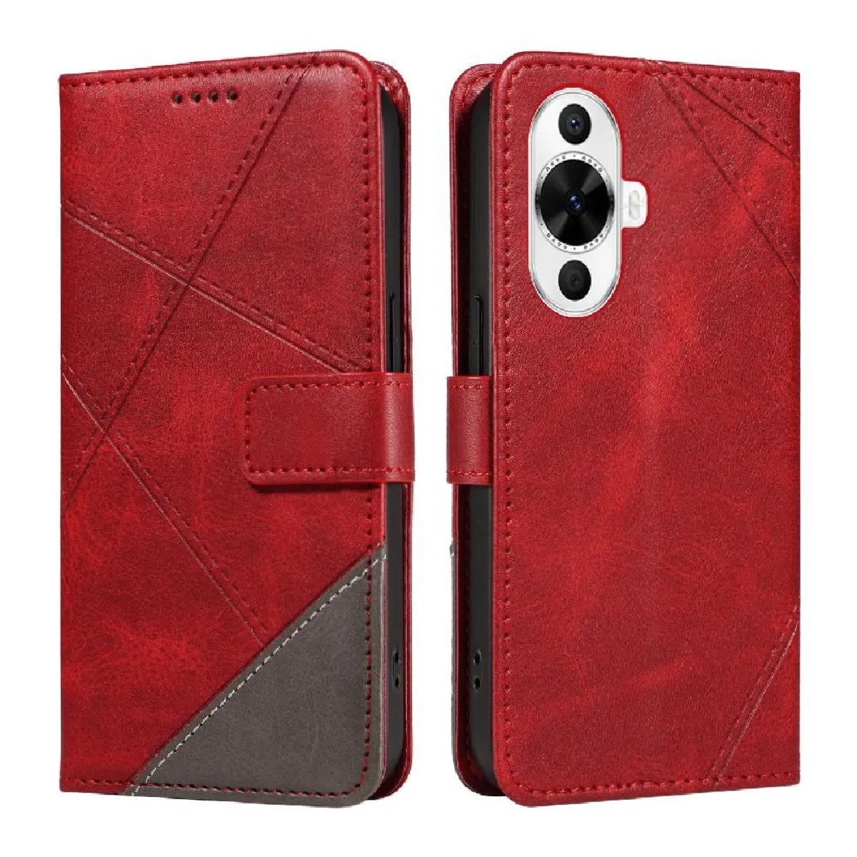 Générique Rouge Foxdock Étui Portefeuille En Similicuir Huawei Nova 12S 4G